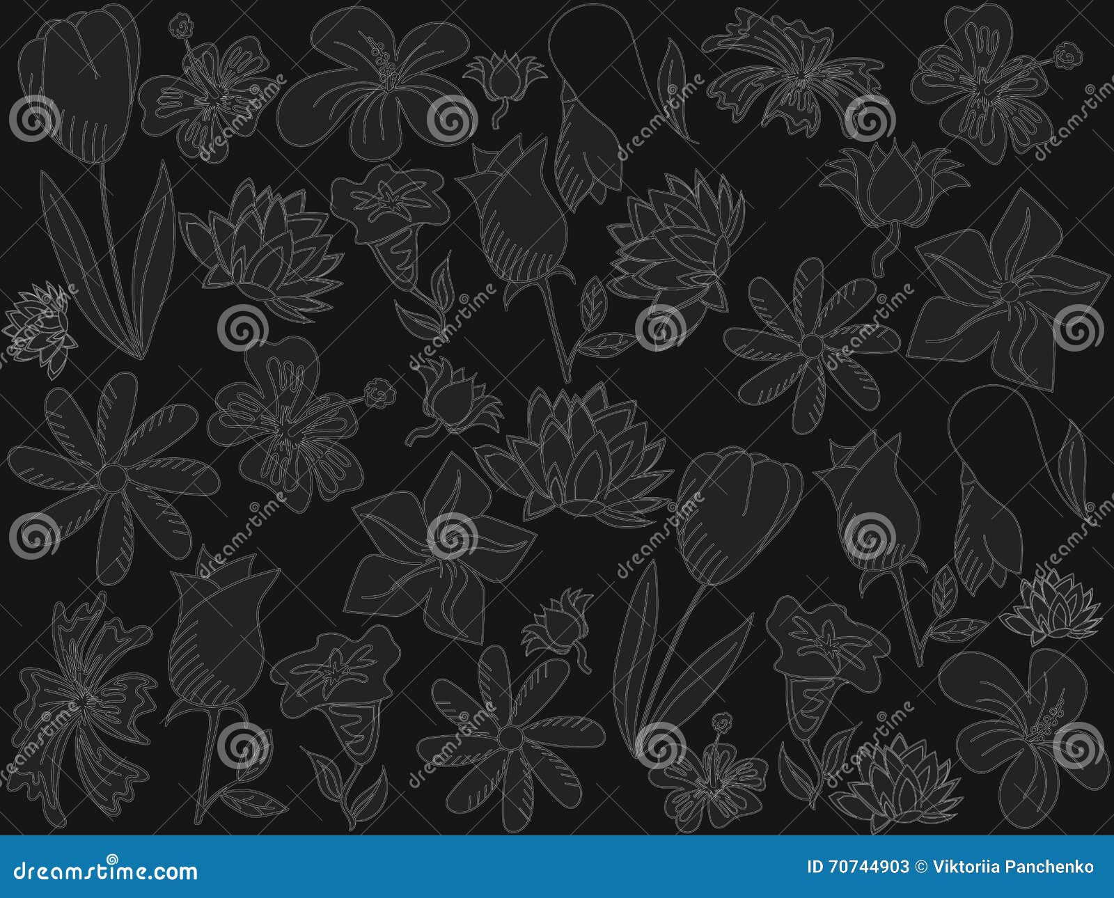 Flowers Chalk Vector Illustration Stock Vector - Illustration of