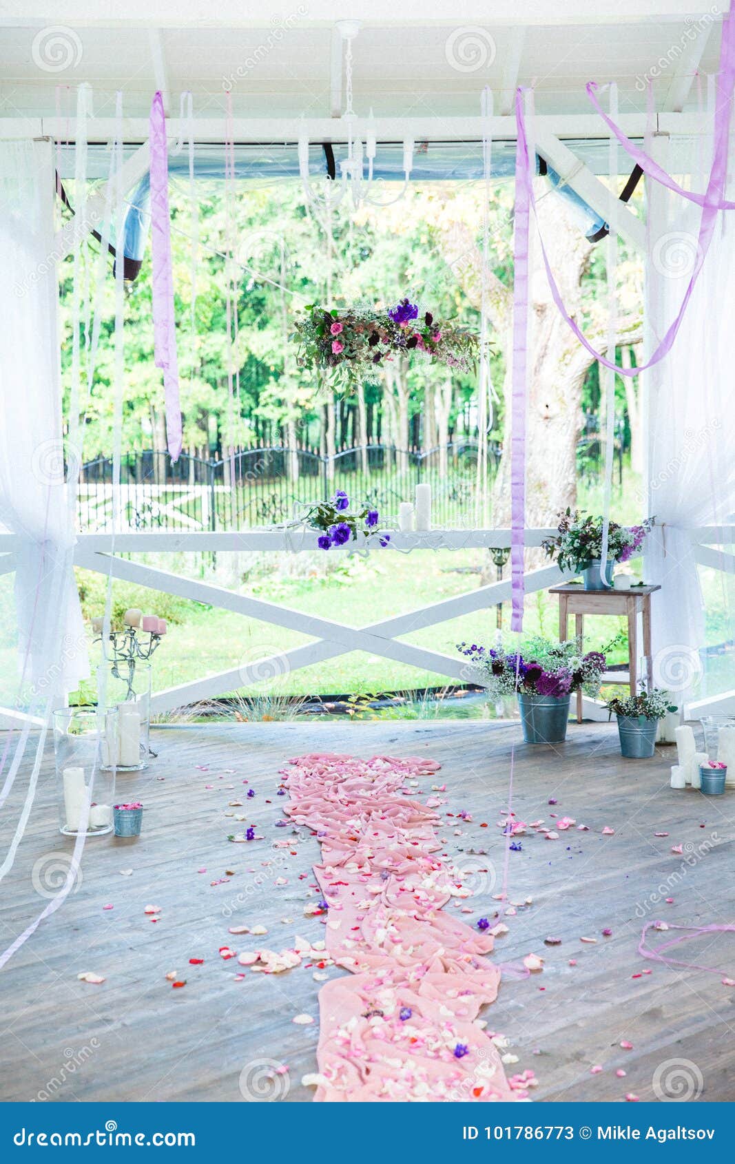 Flowers with Decor and White Wood Stock Image Image of outdoor