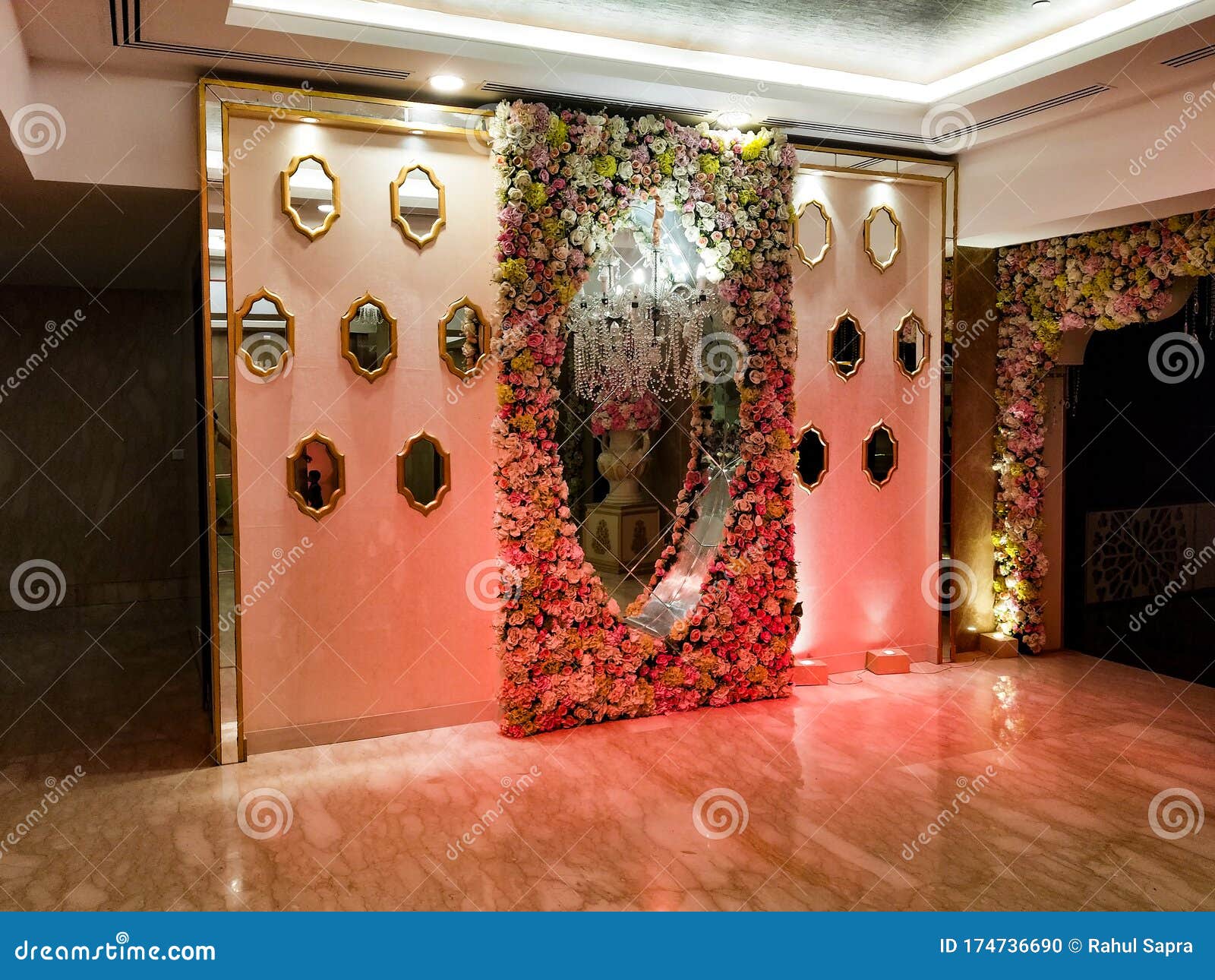 Flowers Decoration Inside Indian Wedding Banquet Hall during Evening Time  in Delhi India Stock Photo - Image of flowers, wedding: 174736690