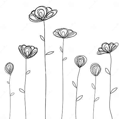 Flowers Doodle Sketch Isolated Vector Stock Vector - Illustration of ...