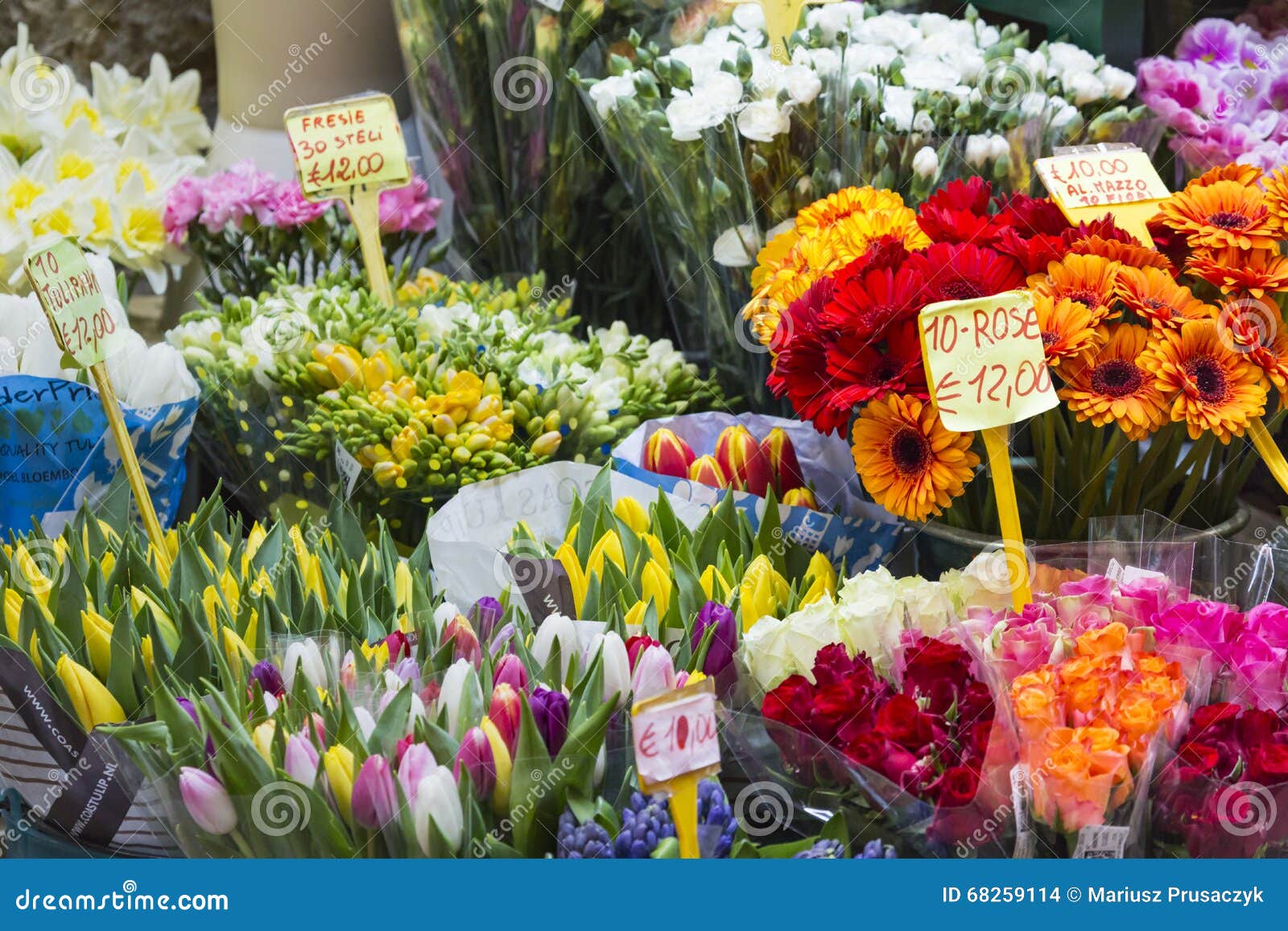 Flowers at a Flower Market in Milan, Italy Stock Photo - Image of ...