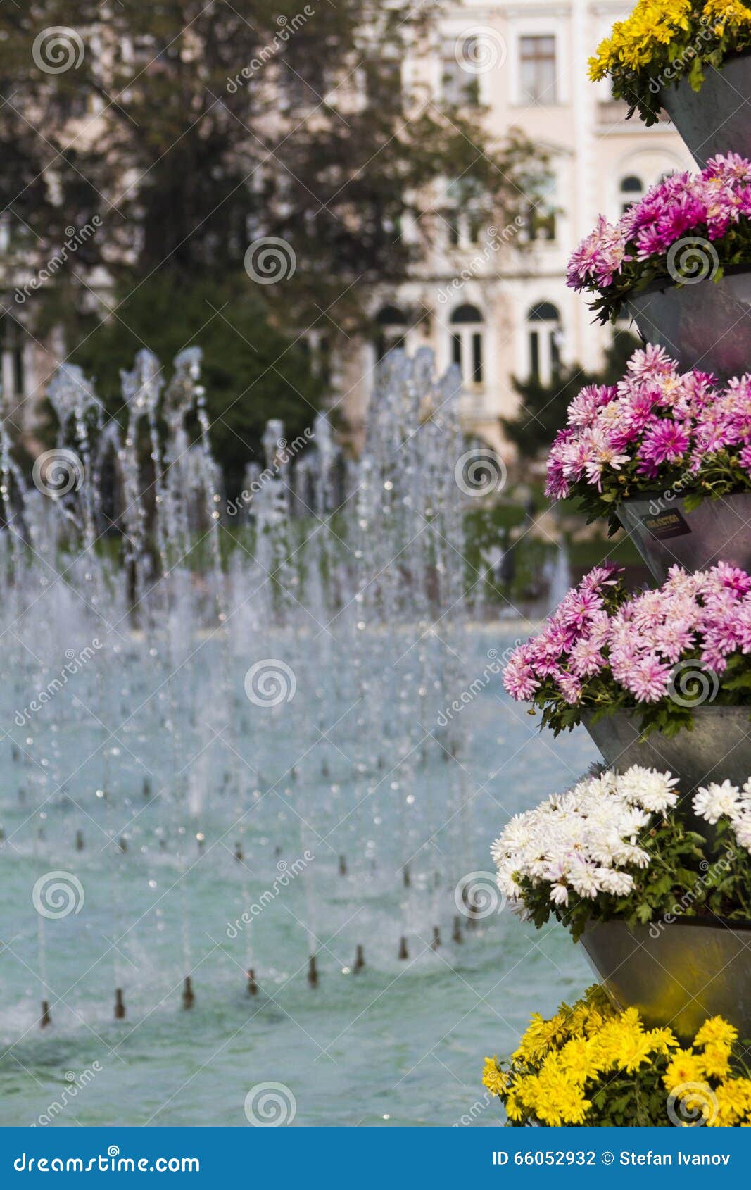 Flowers and Fountain, Sofia, Bulgaria Stock Photo Image of park
