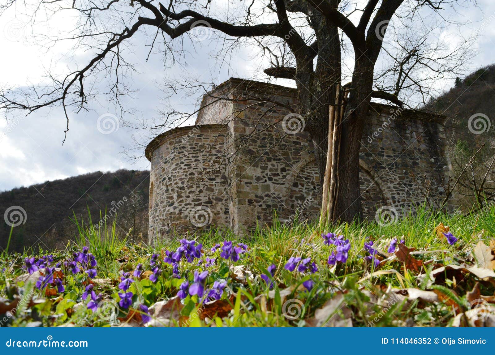 Flowers in Front of the Church Stock Photo - Image of color, hill