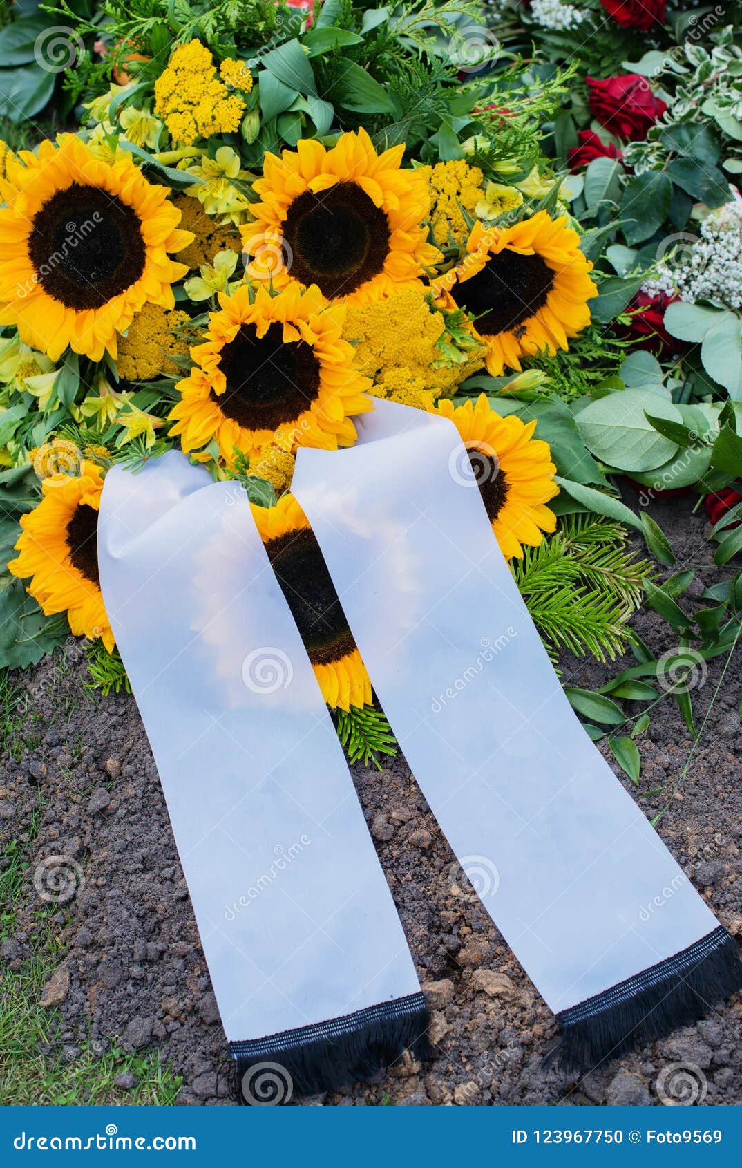 Flowers after a Funeral in an Old Cemetery Stock Photo Image of