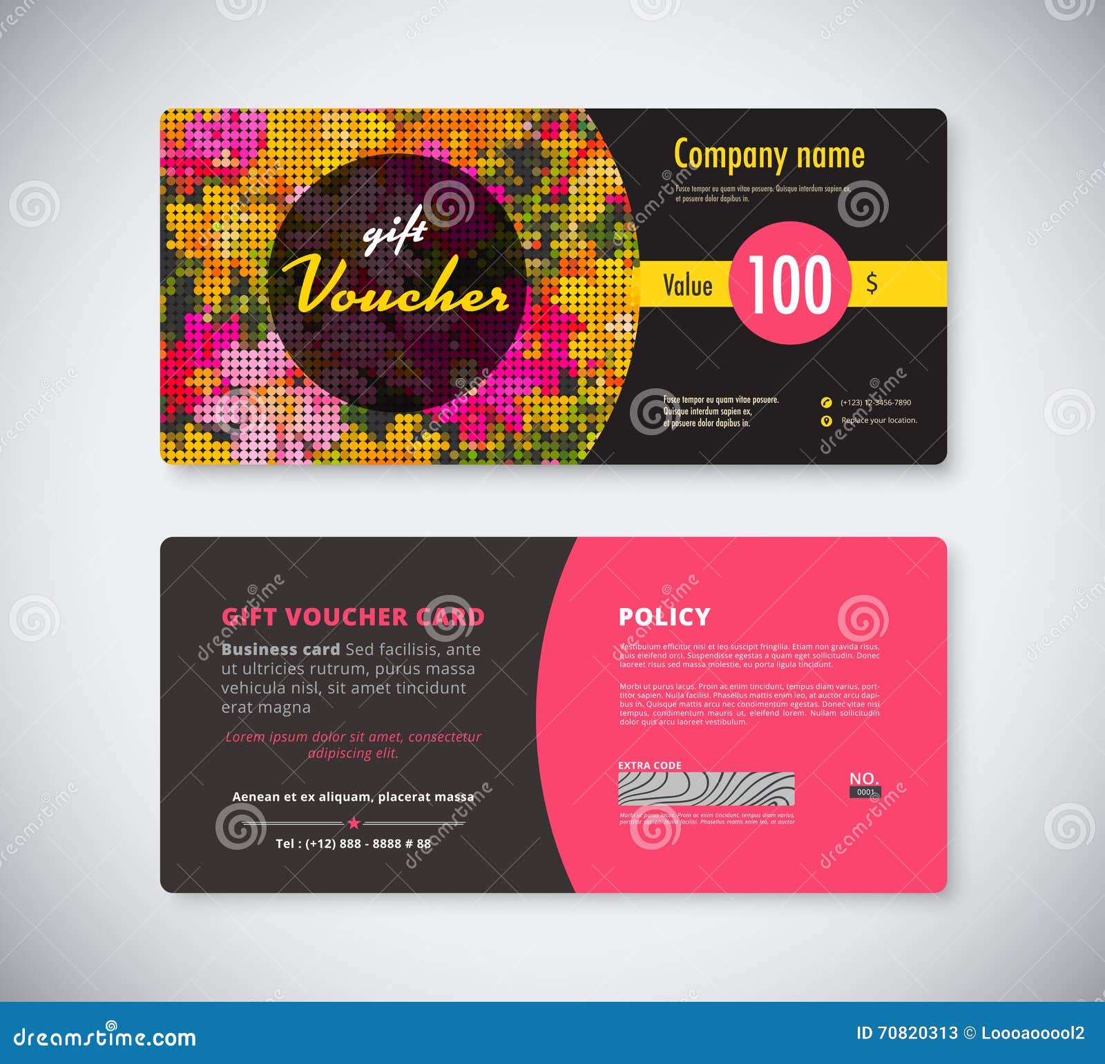 flowers gift coupon template concept front and back card