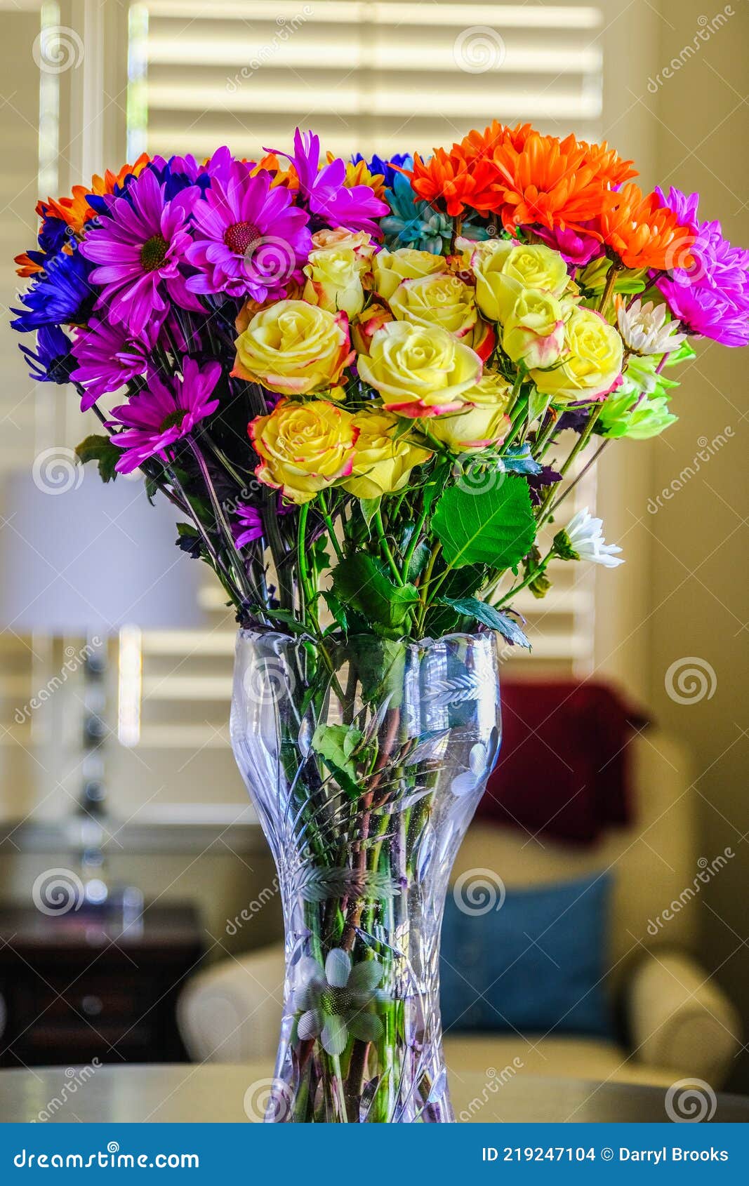 Flowers in Glass Vase stock photo. Image of bright, blossoming 219247104
