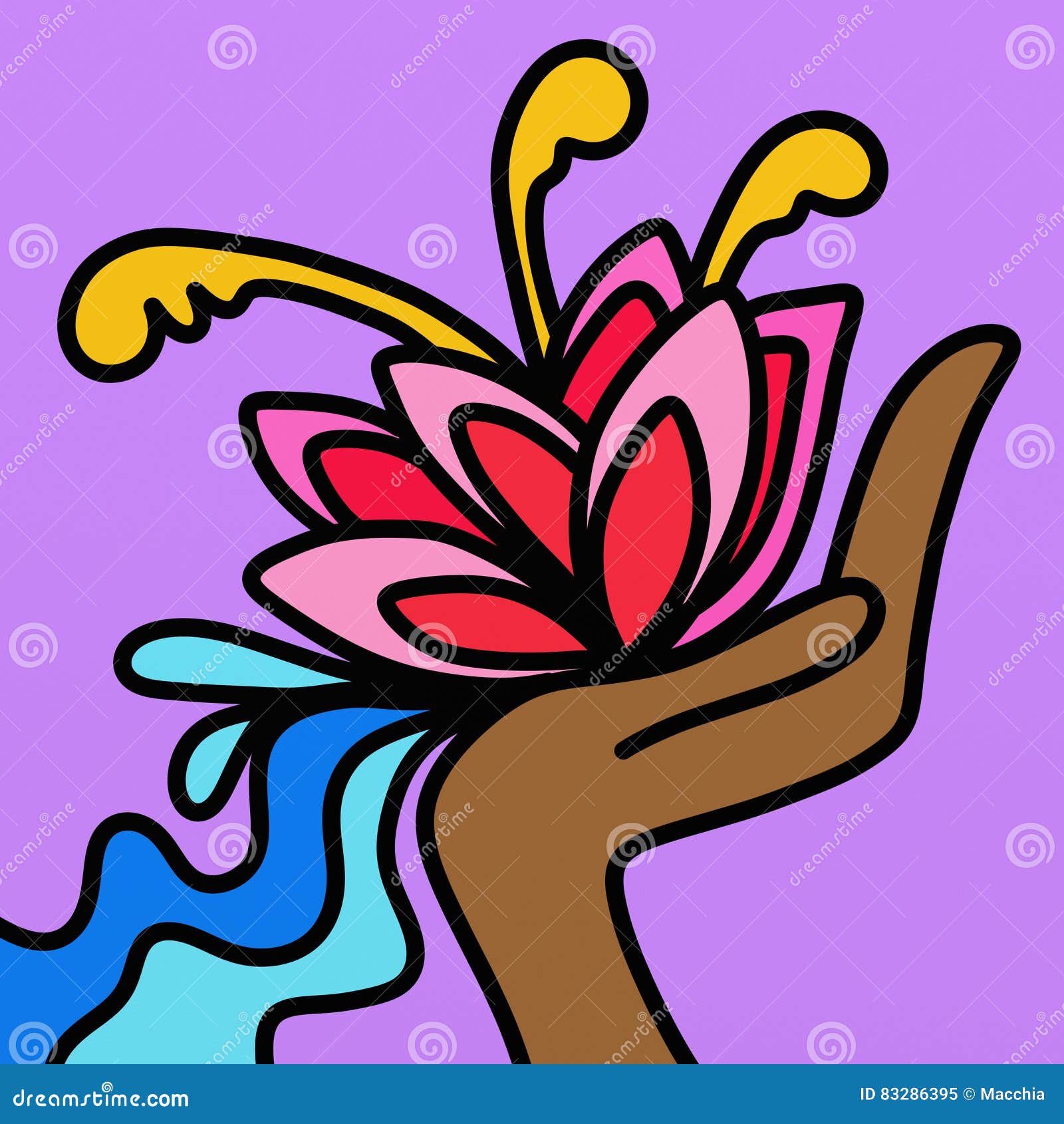 Flowers in hand stock illustration. Illustration of hand 83286395