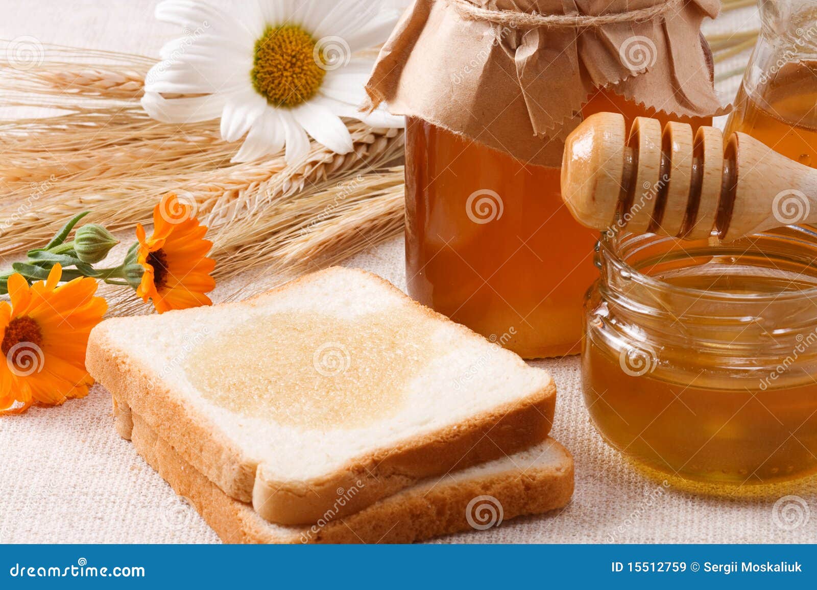 Flowers and honey stock image. Image of product, gold 15512759