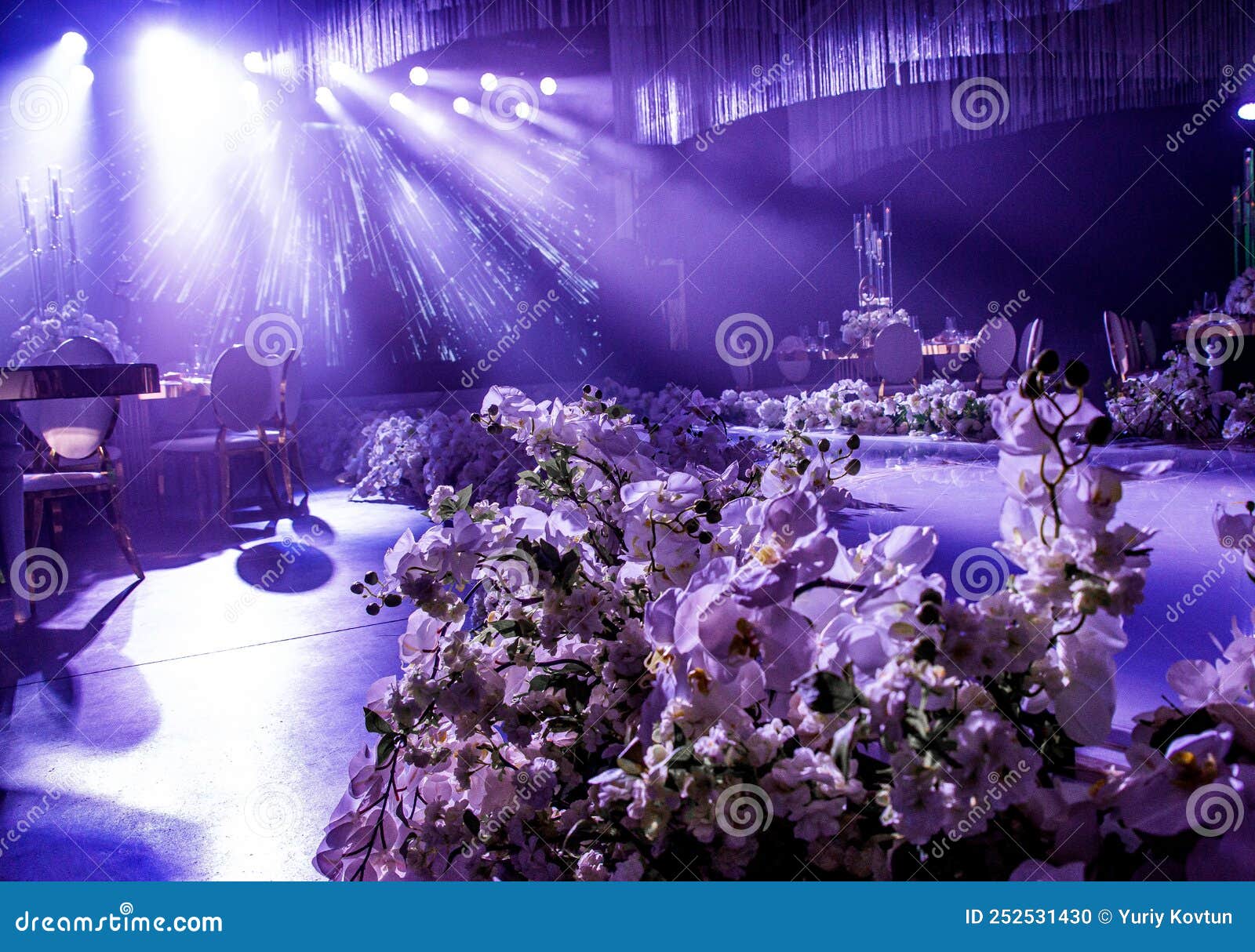 Flowers Illuminated Disco Ball Stage Festive Decor Stock Photo Image of element, night 252531430