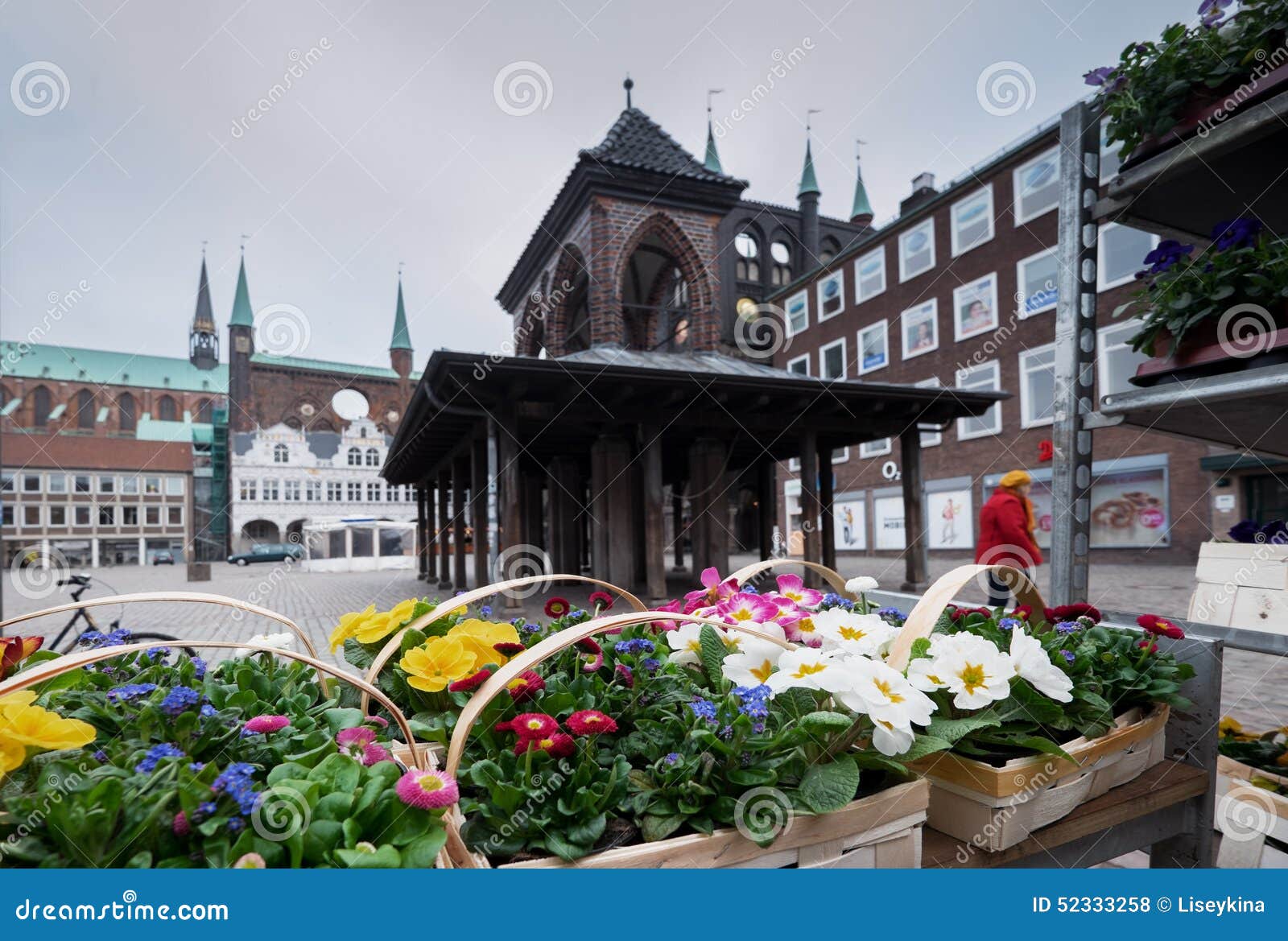 Flowers at Lubeck Town Square. Germany Editorial Stock Photo Image of