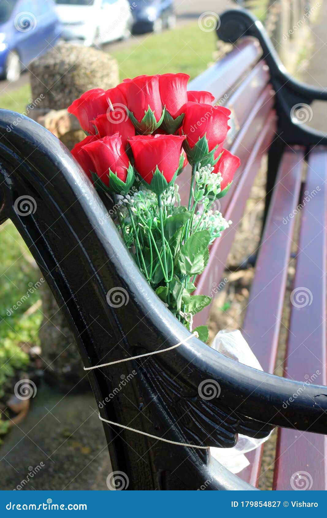 Flowers on a Memorial Bench Stock Image Image of summer, natural