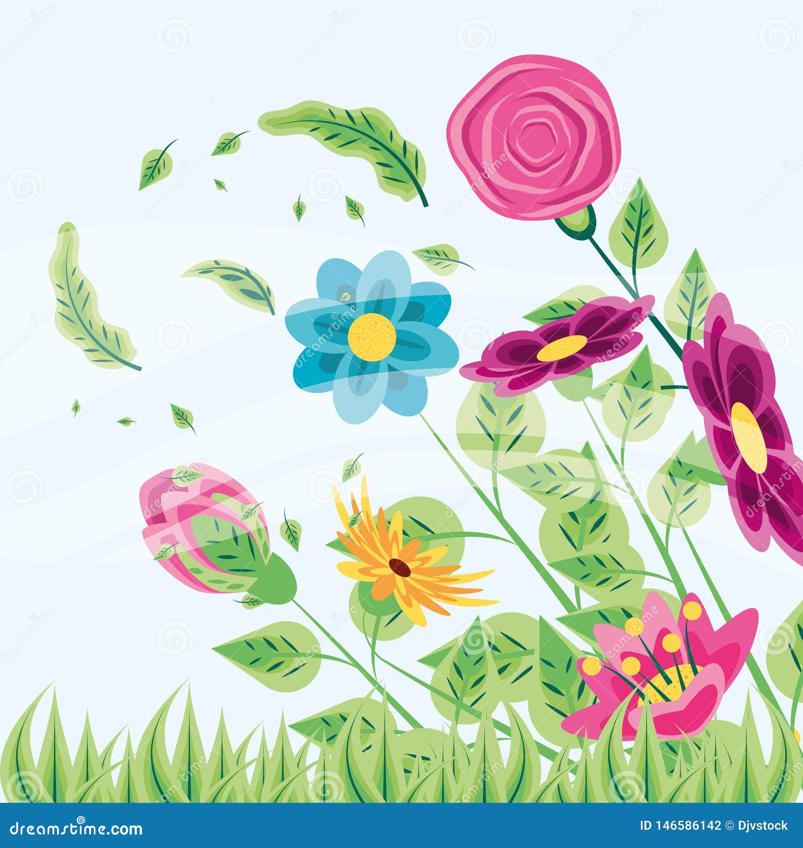 flowers naturals with grass icon