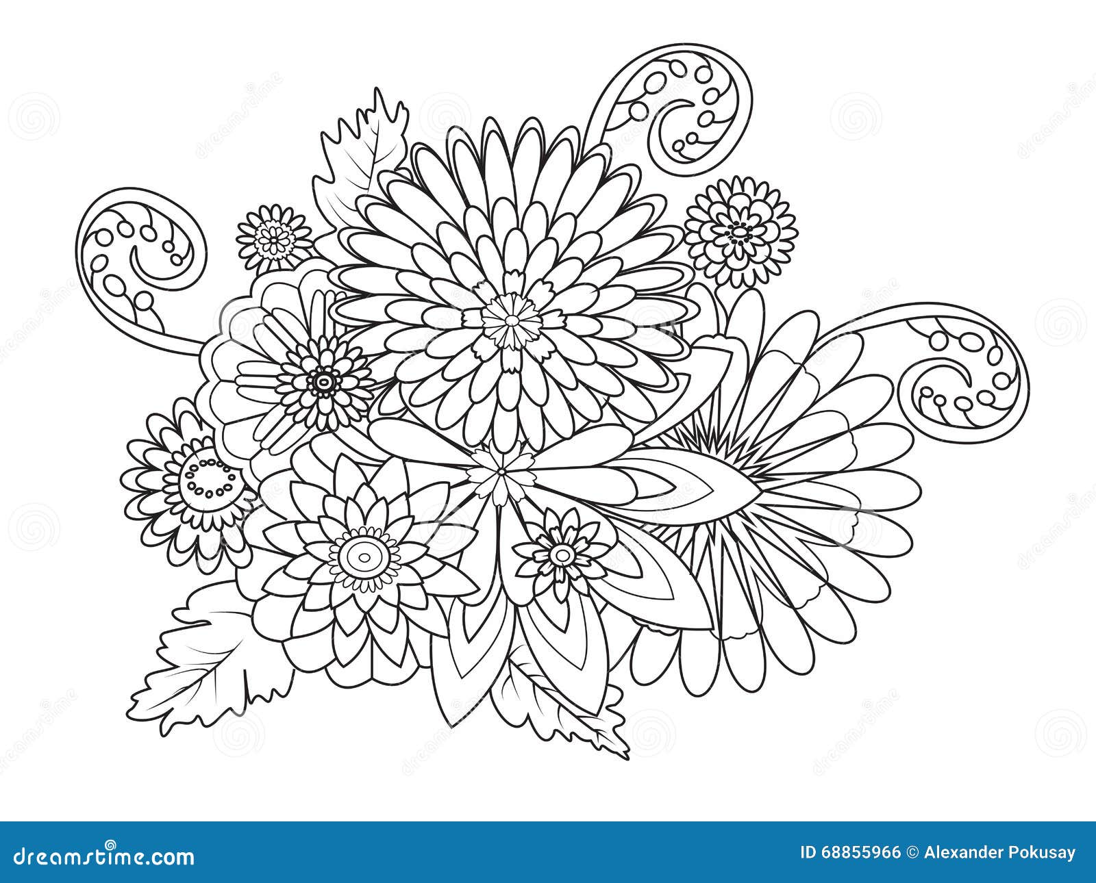 Download Flowers Ornament Coloring Book For Adults Vector Stock