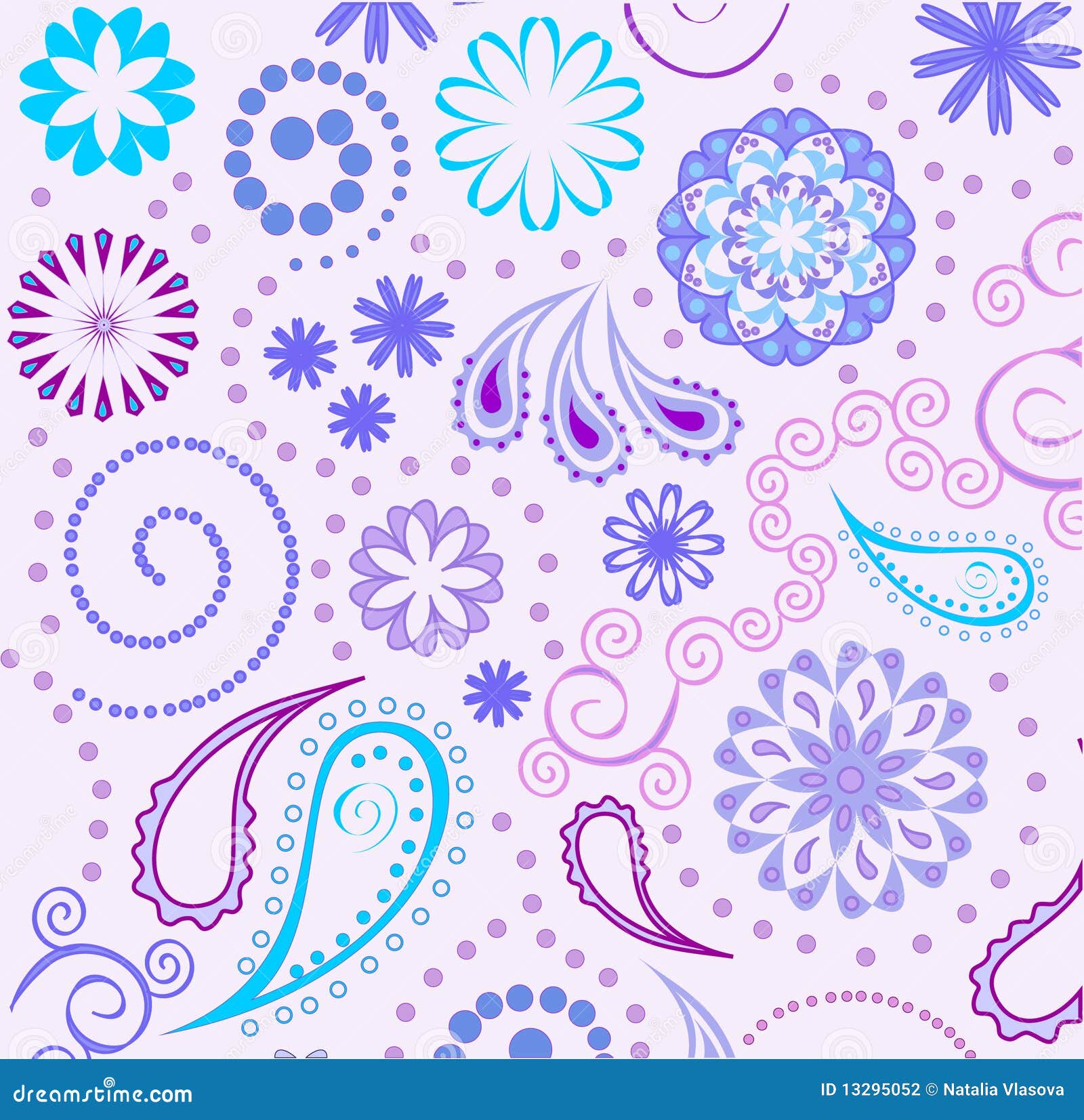 Flowers and paisley stock vector. Illustration of flower - 13295052