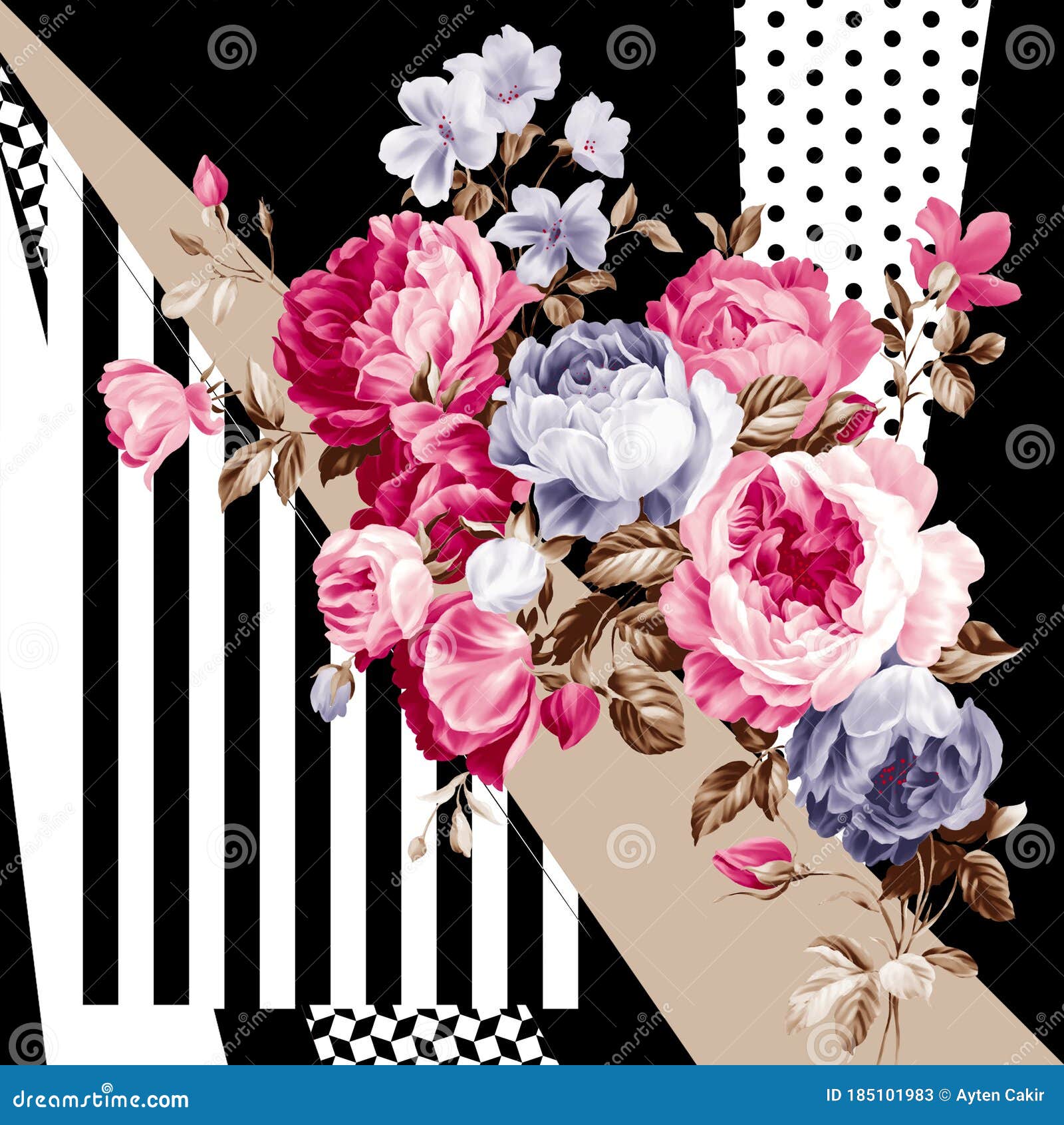 flowers pattern.silk scarf , fashion textile.