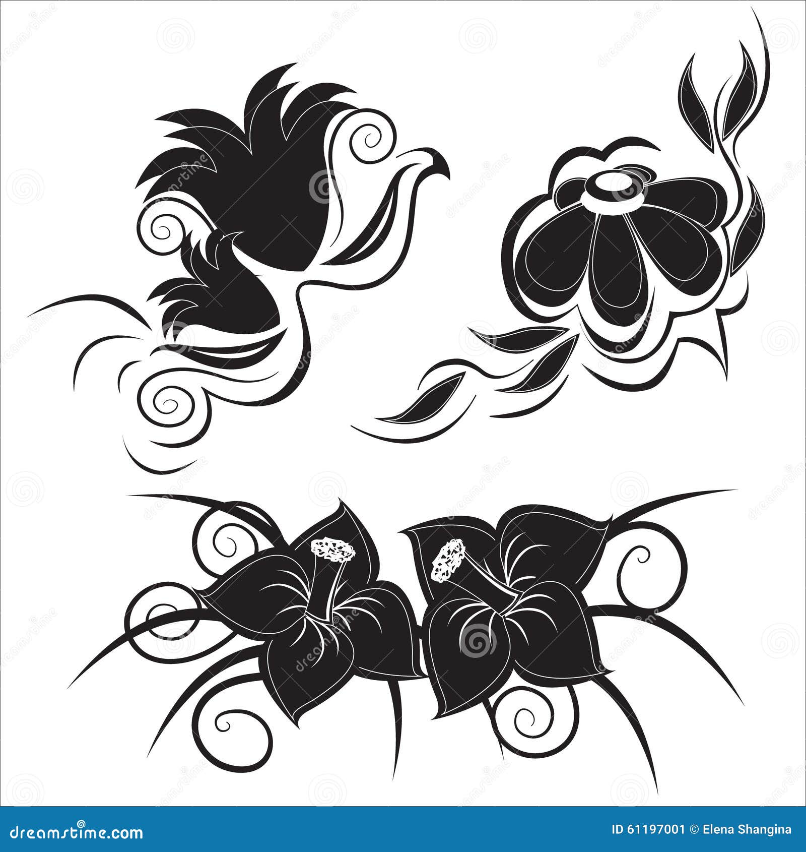 Flowers with a Pattern on a White Background. Stock Vector