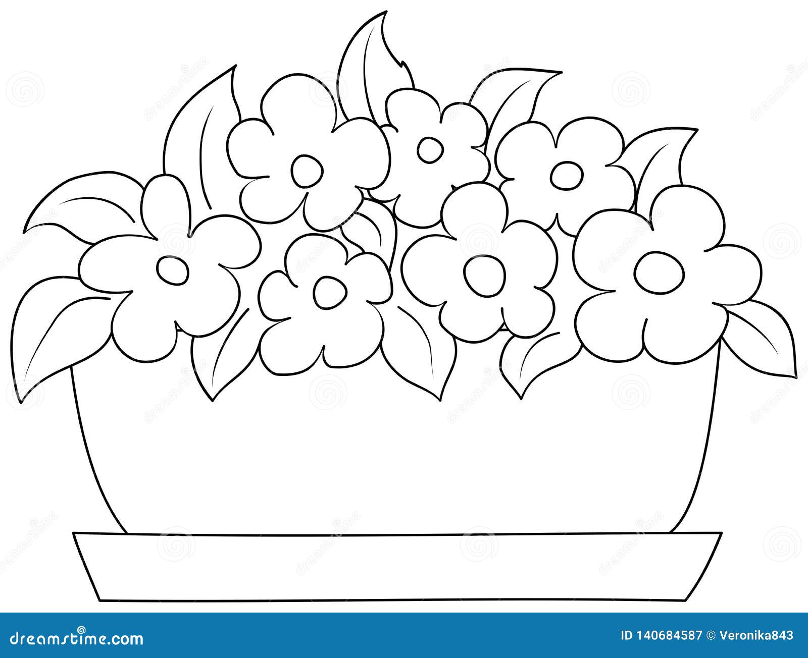 Flowers in a Pot. Coloring Book for Children Stock Vector ...
