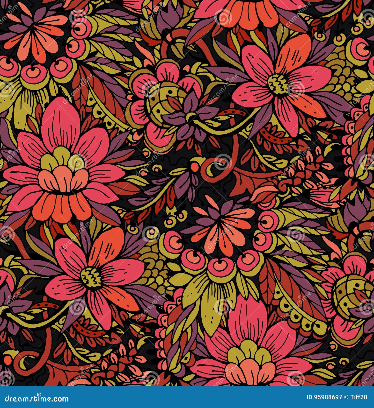 Flowers stock vector. Illustration of fabric, style, decor - 95988697