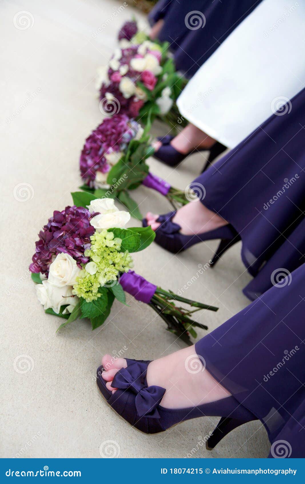 flowers and shoes of bride and bridesmaids