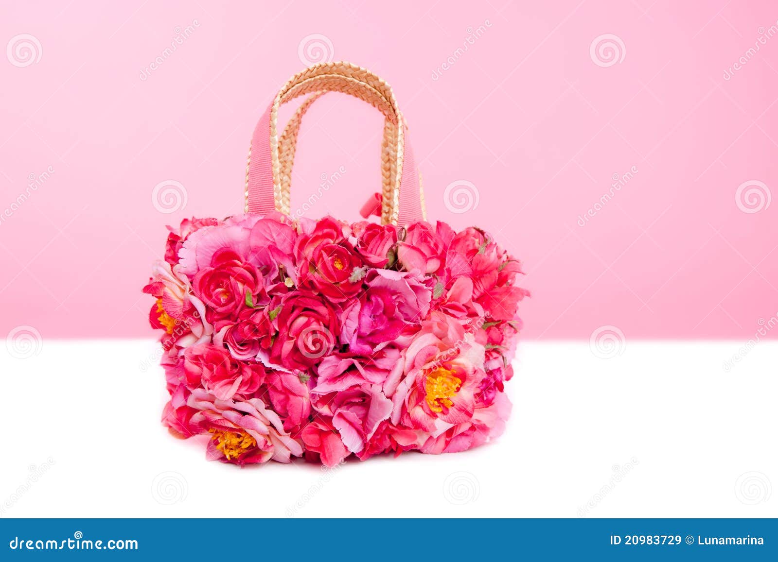 Flowers Spring Bag In Pink And Red Roses On White Royalty Free Stock Images - Image ...1300 x 957