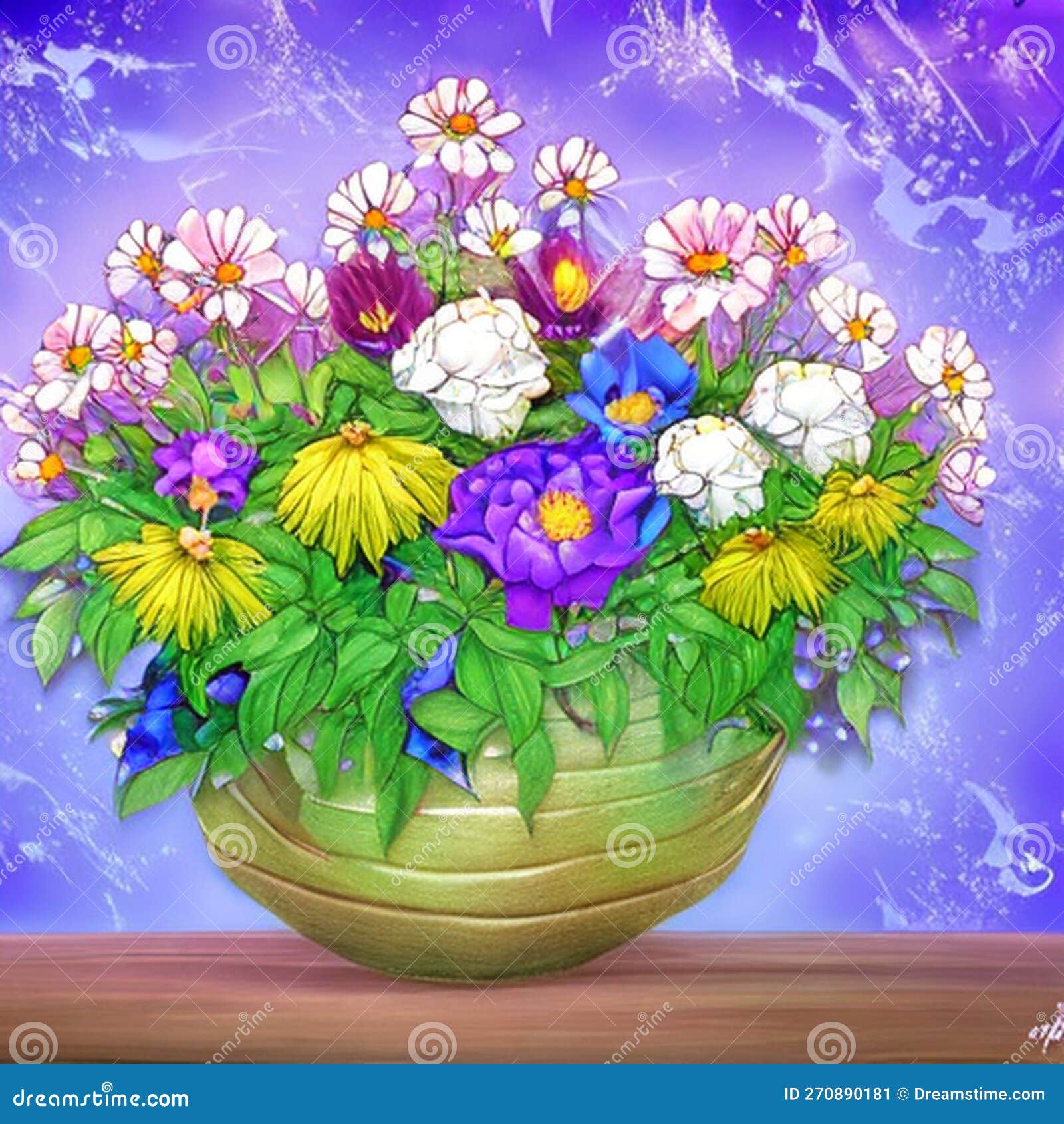 Flowers in the Style of Folklore Drawing Ai Generated, Generative AI, CGI Graphics Stock