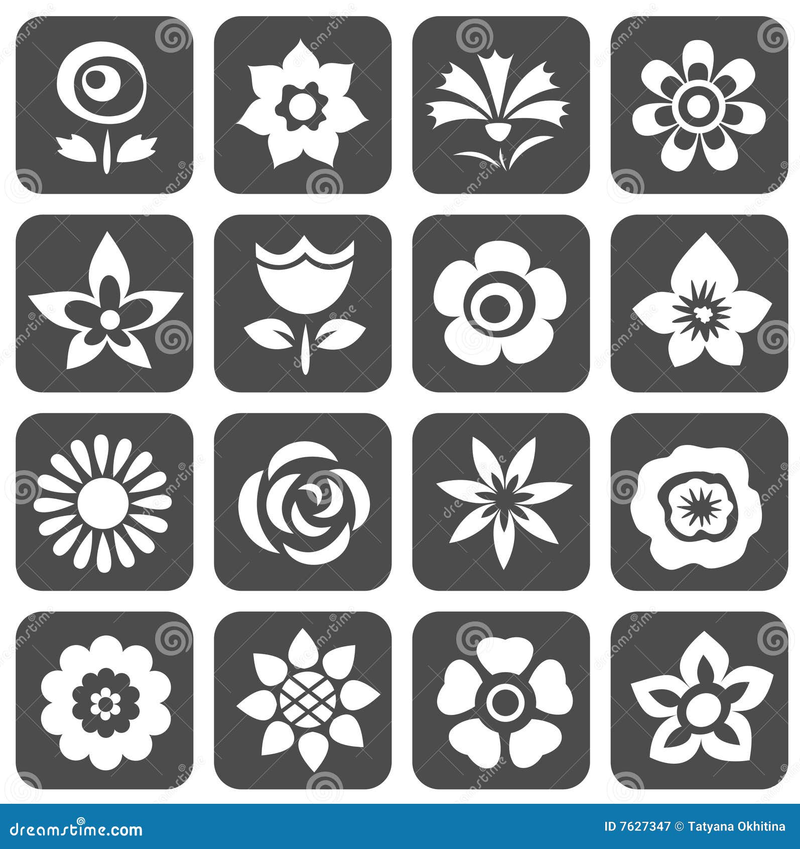 Flowers symbols set stock vector. Illustration of beauty 7627347
