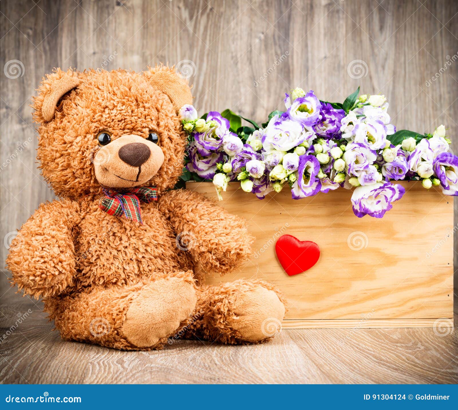 Flowers and a teddy bear stock photo. Image of bright 91304124
