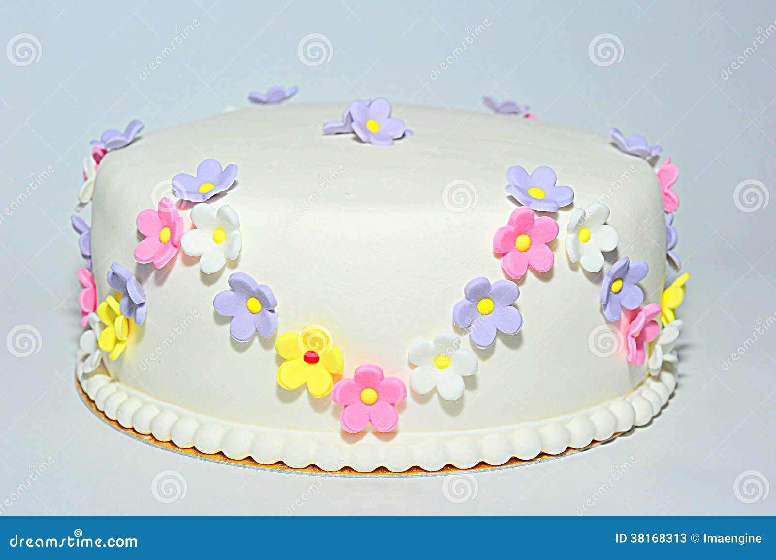 Flowers Theme Fondant Birthday Cake Stock Image Image of butter