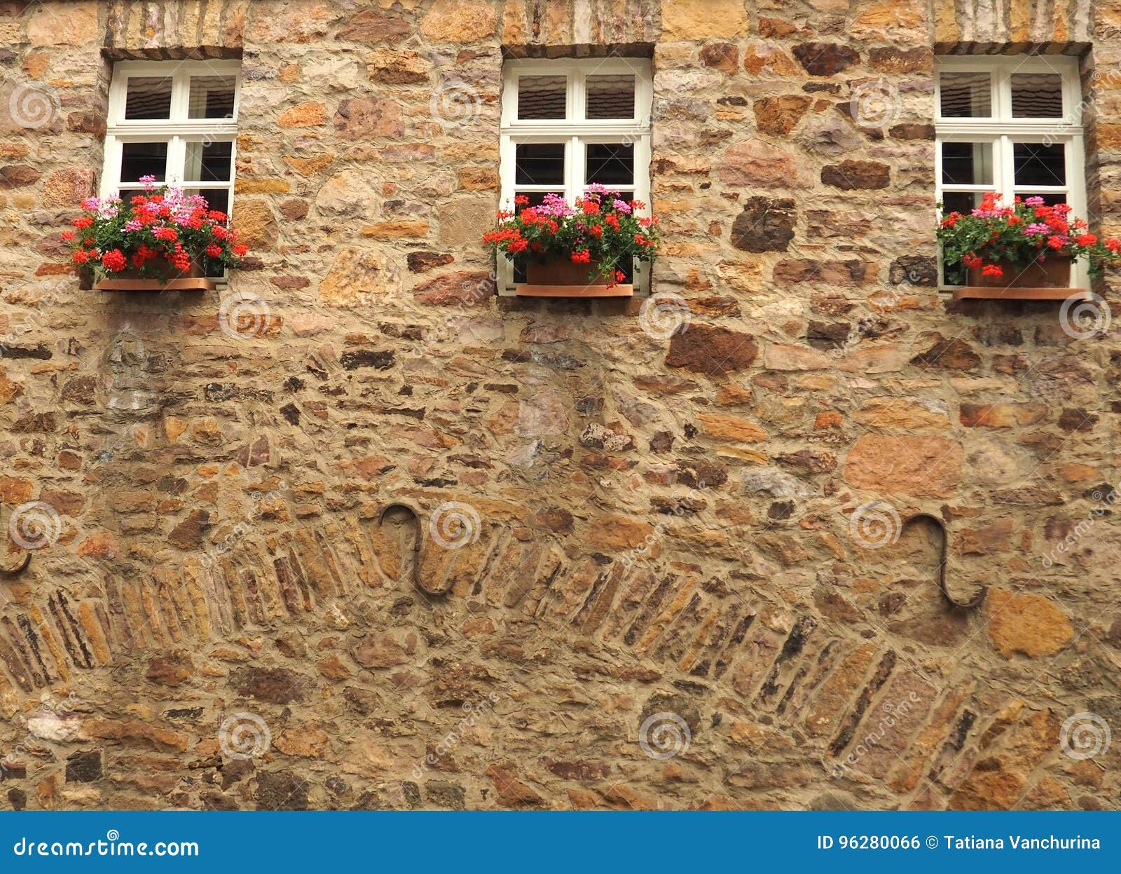 Flowers on a Traditional German Timber Frame House in Germany Stock