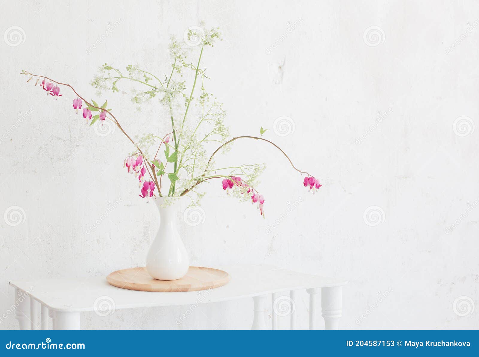 Flowers in Vase on Background White Wall Stock Image Image of bouquet