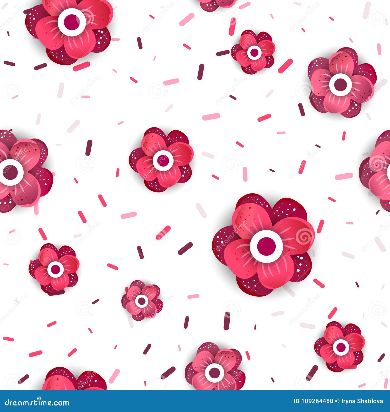 Flowers Vector Pattern with Confetti Stock Vector Illustration of flowers, decorative 109264480