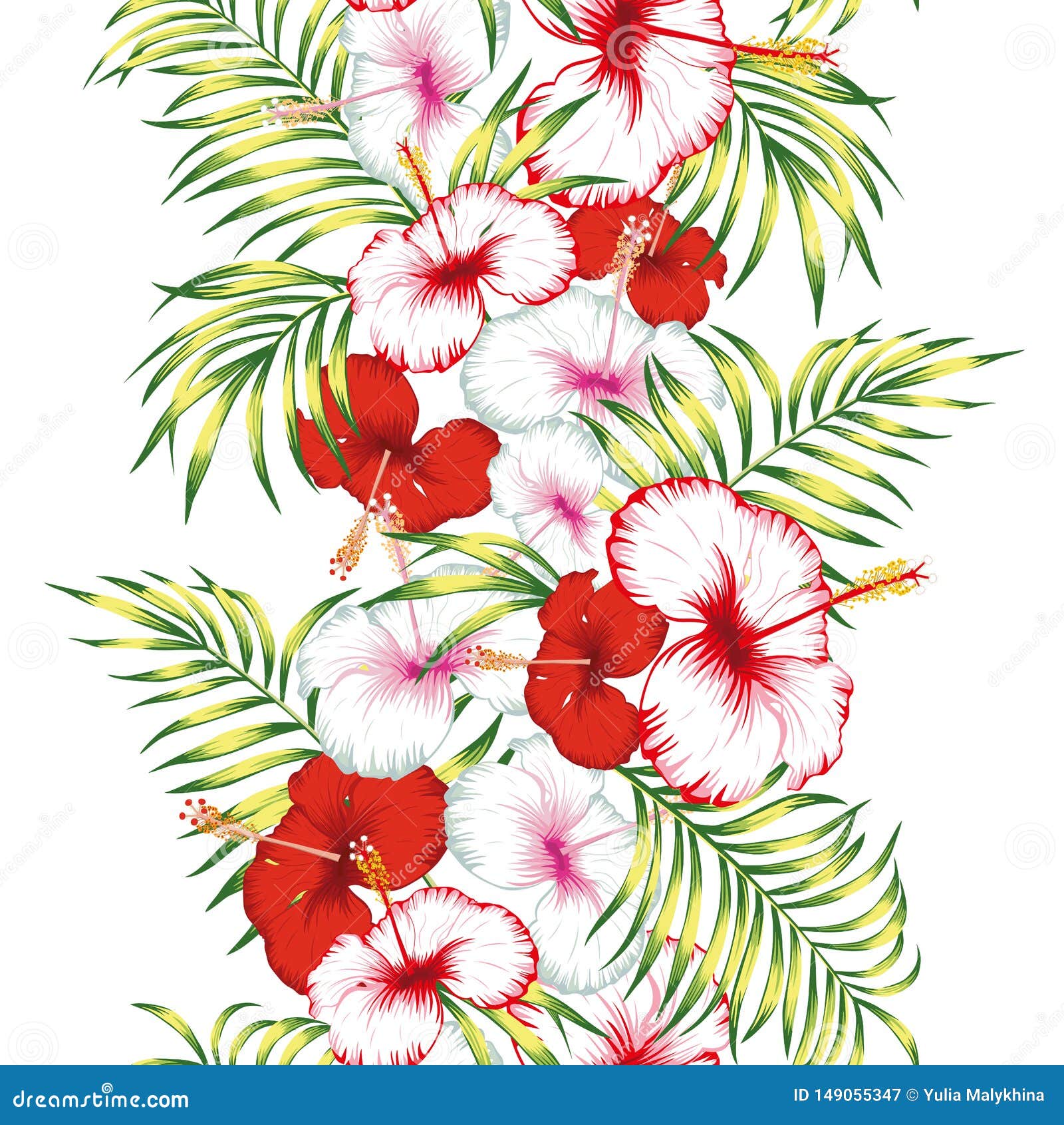 Download Flowers Vertical Ribbon Seamless Vector Illustration Stock ...
