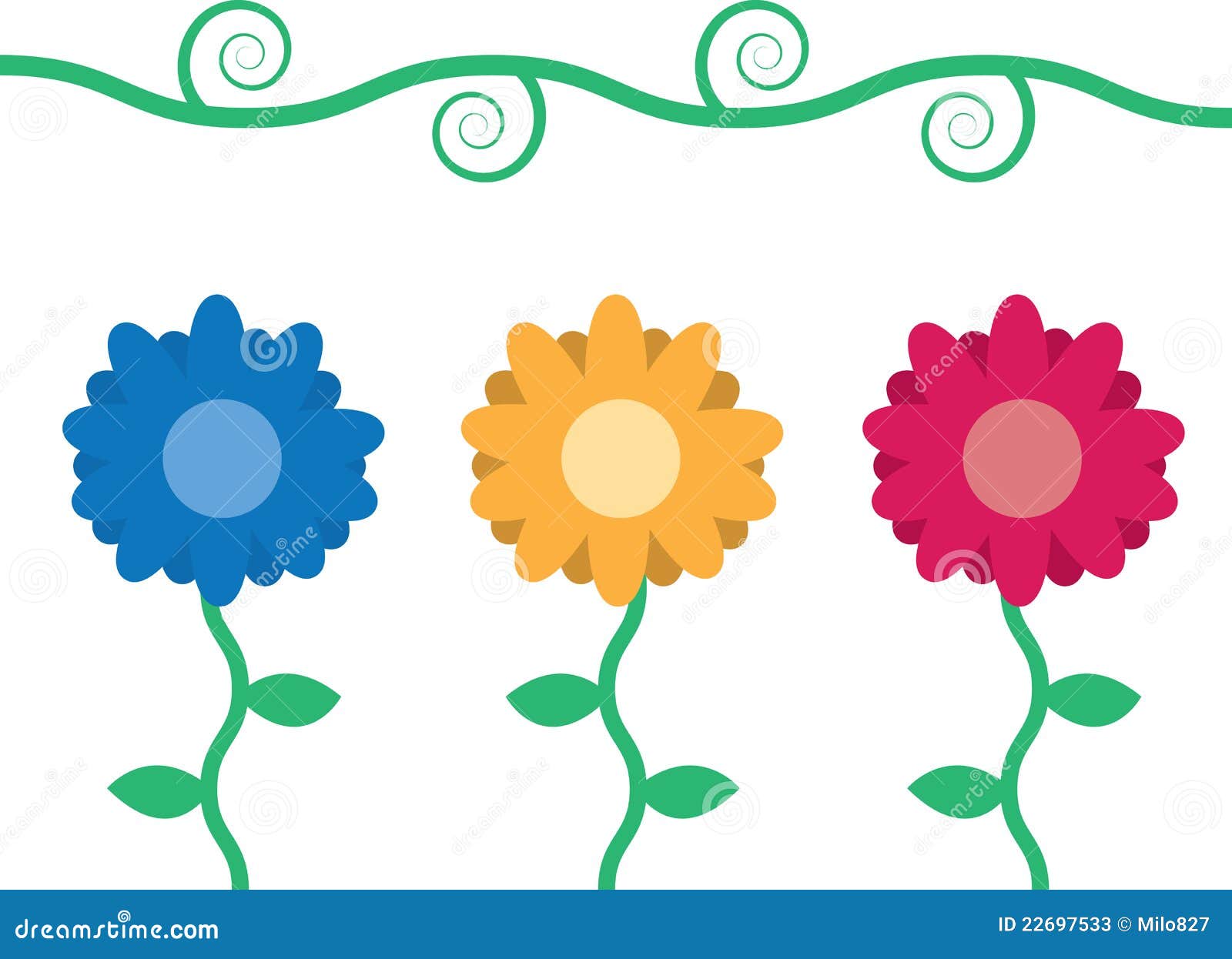 Flowers with Vine stock vector. Illustration of blue - 22697533