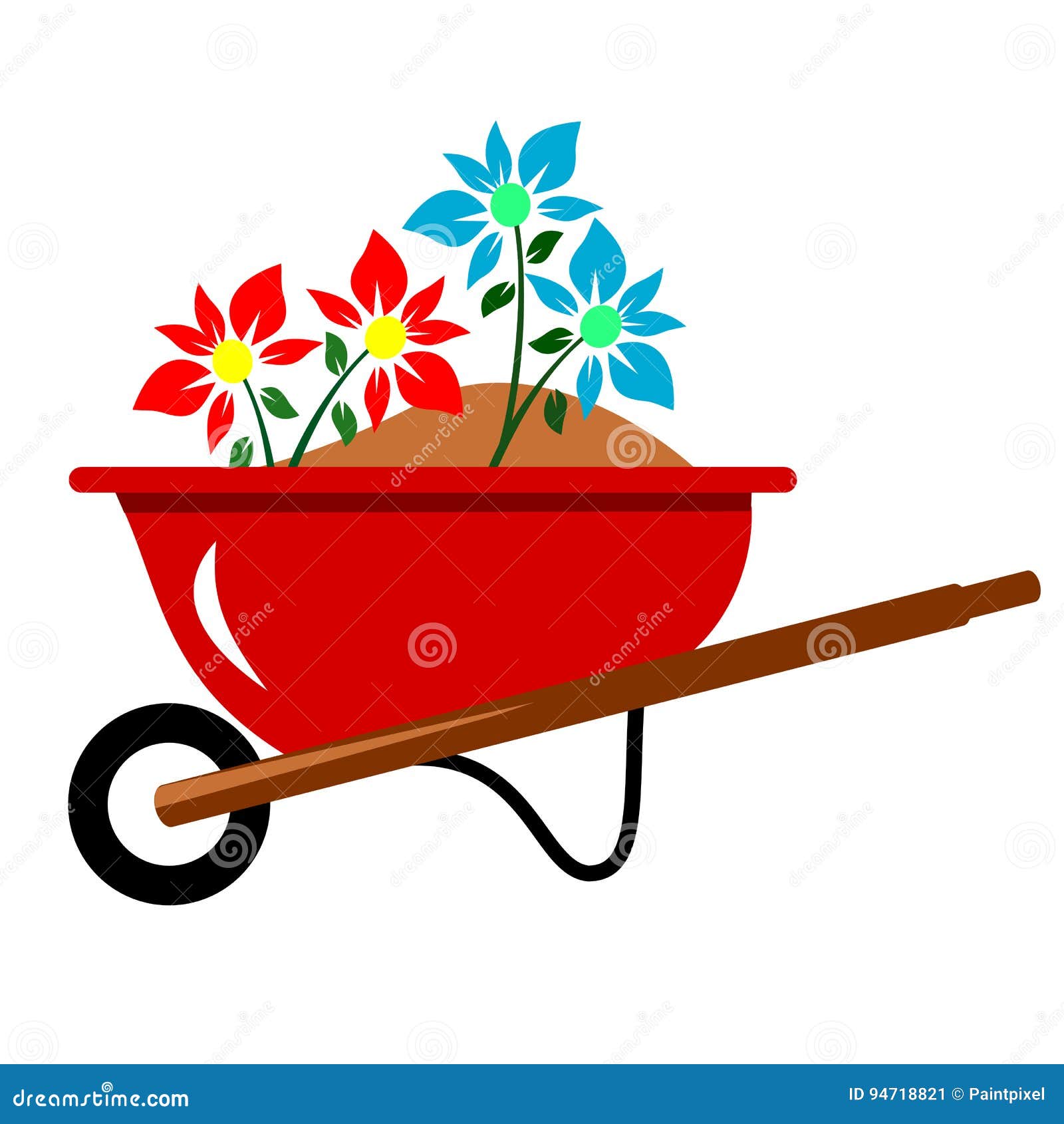 Flowers Wheelbarrow Stock Illustrations 324 Flowers Wheelbarrow Stock