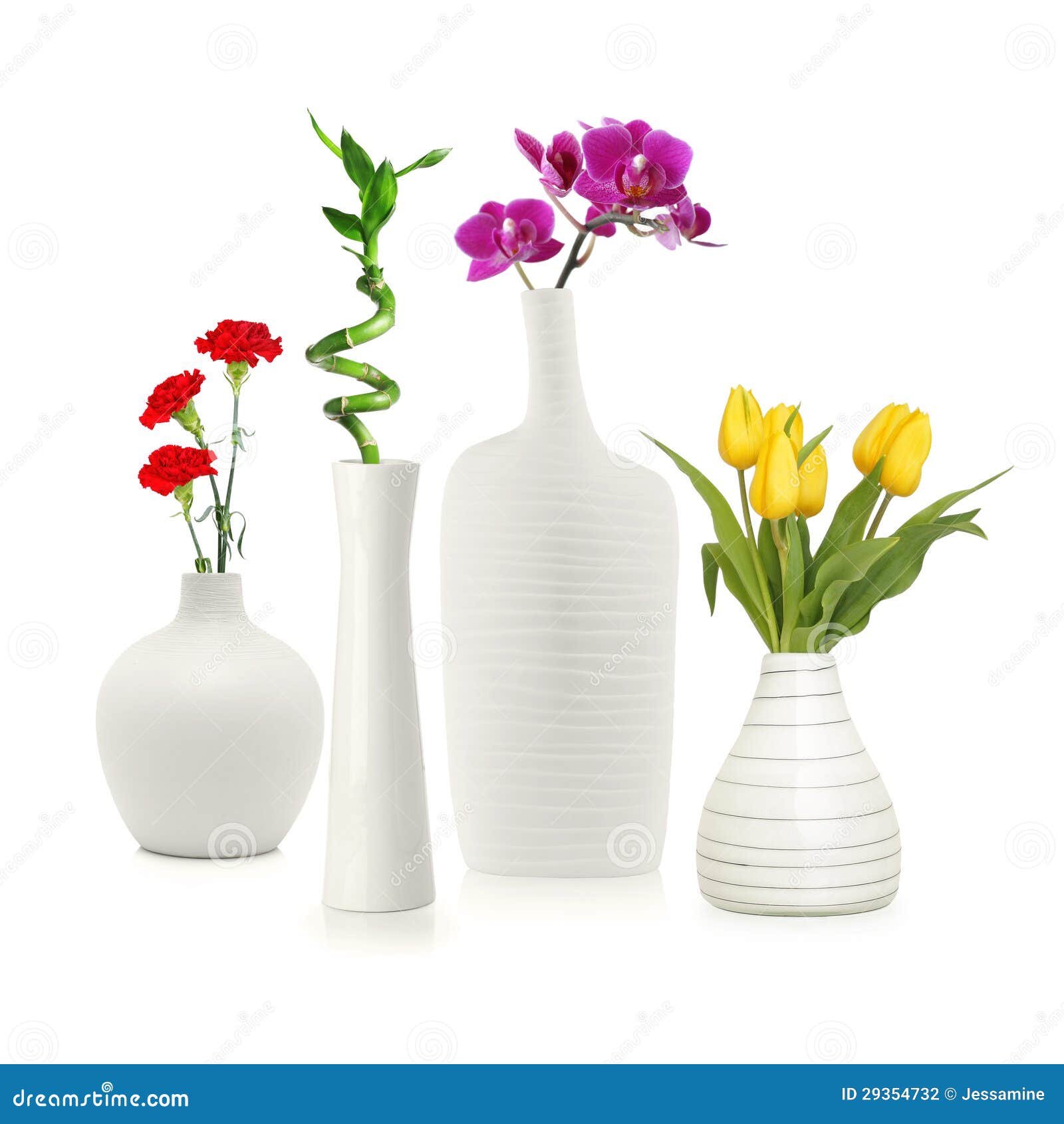 Flowers in white vases stock photo. Image of tulips, decoration 29354732