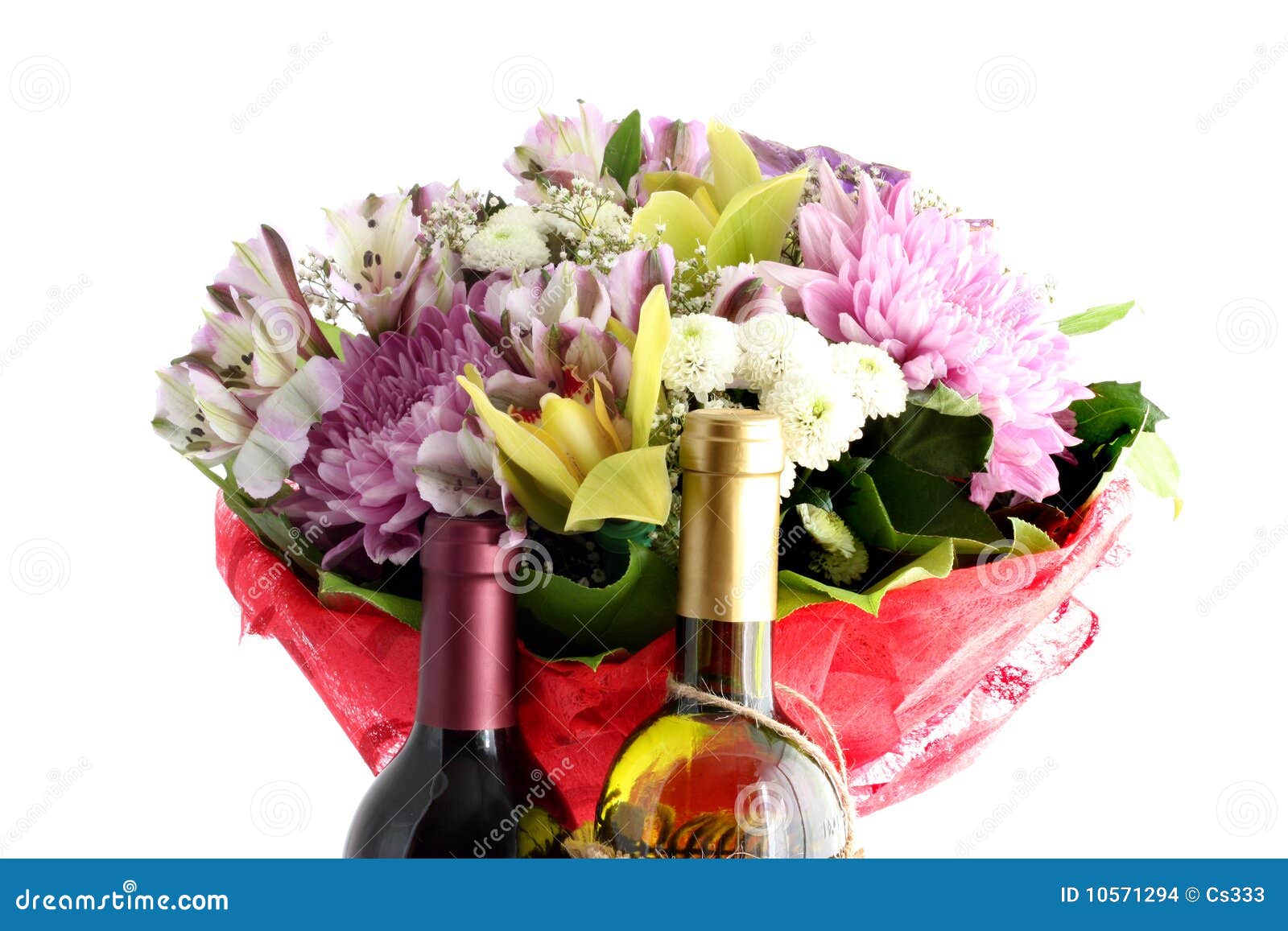Flowers and wine stock photo. Image of holiday, packing 10571294