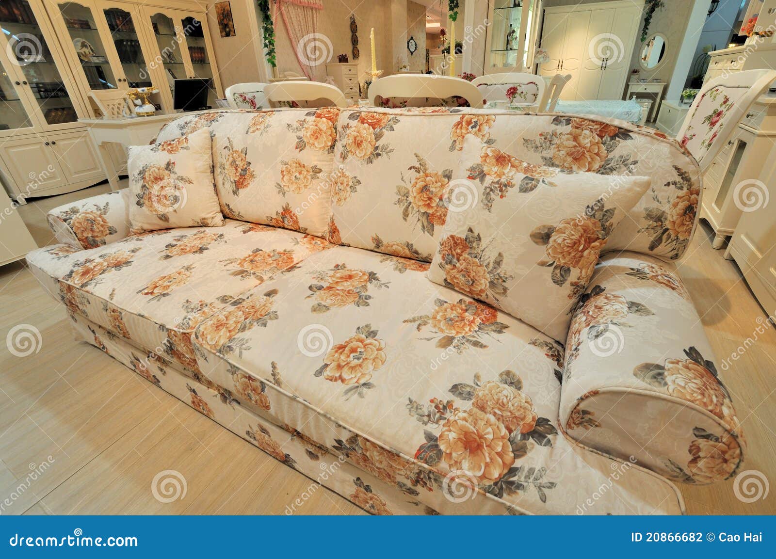 Flowery and Comfortable Sofa in Living Room Stock Photo Image of