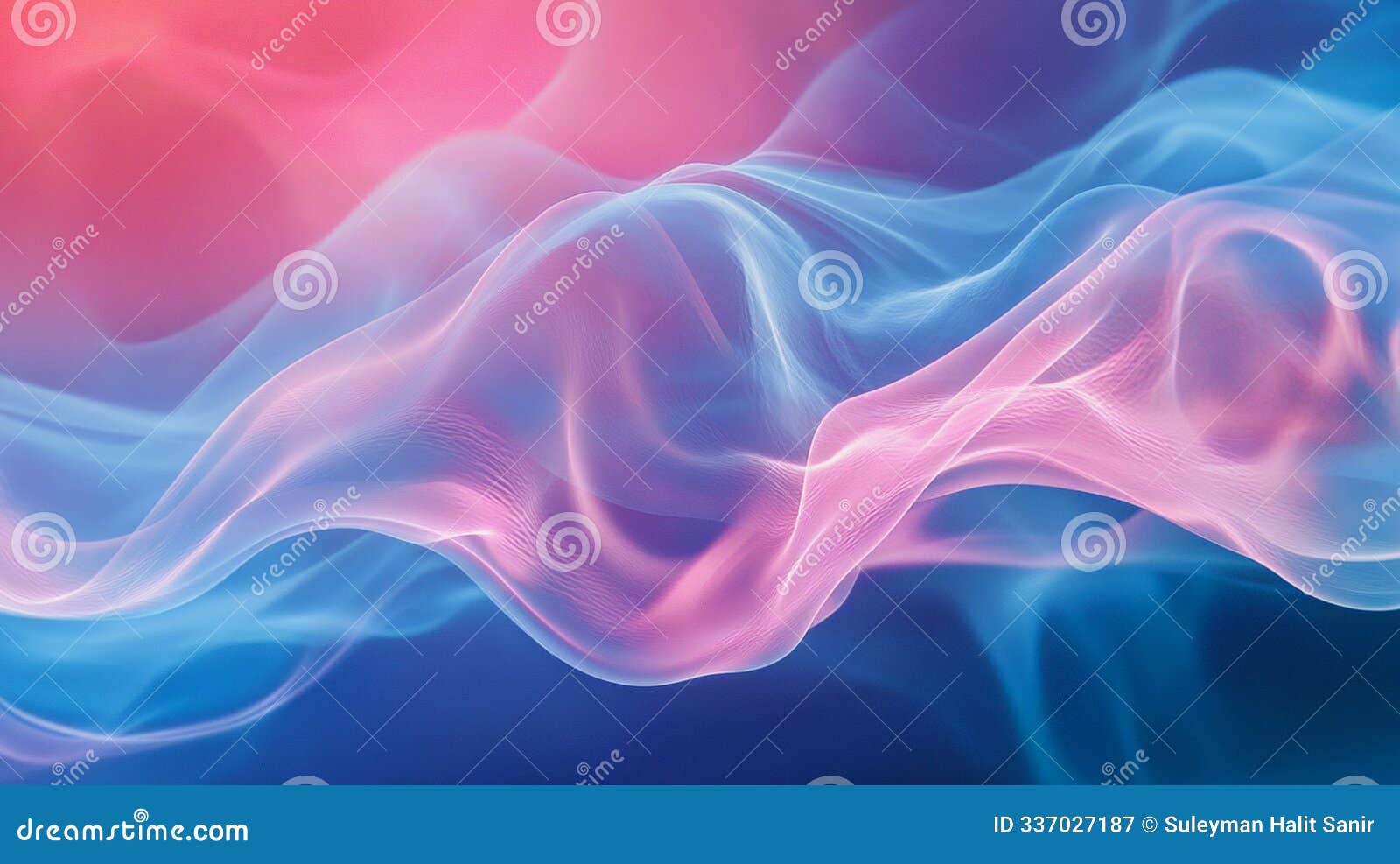 flowing abstract waves in soft pink and blue, blending in a dreamlike, serene motion for a calming, fluid atmosphere.