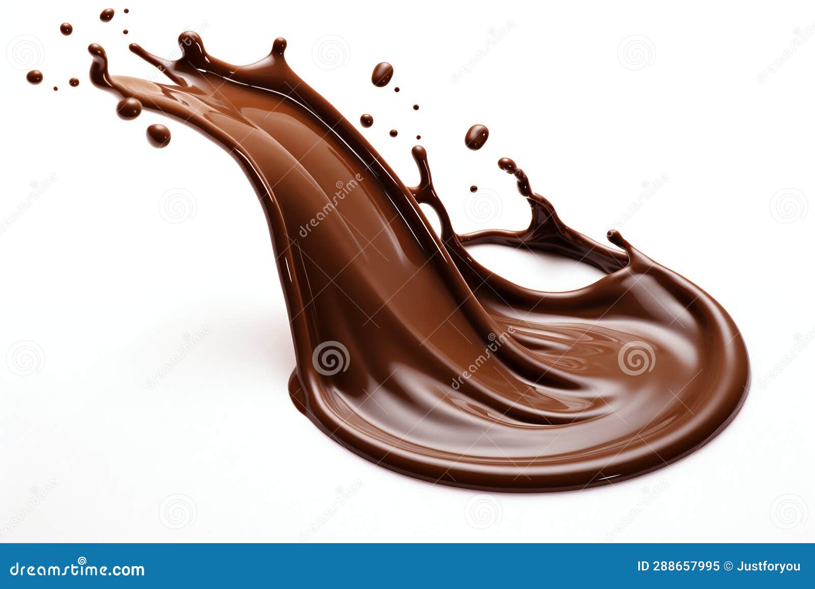 Flowing Chocolate Drip Isolated on White Background. Generative Ai