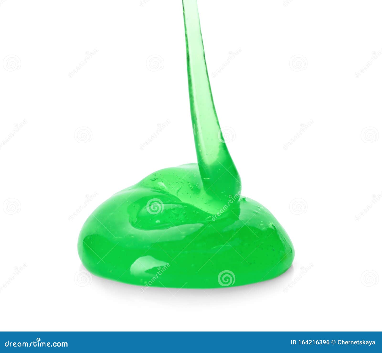 Flowing Green Slime On White Background. Antistress Toy Stock Photo ...
