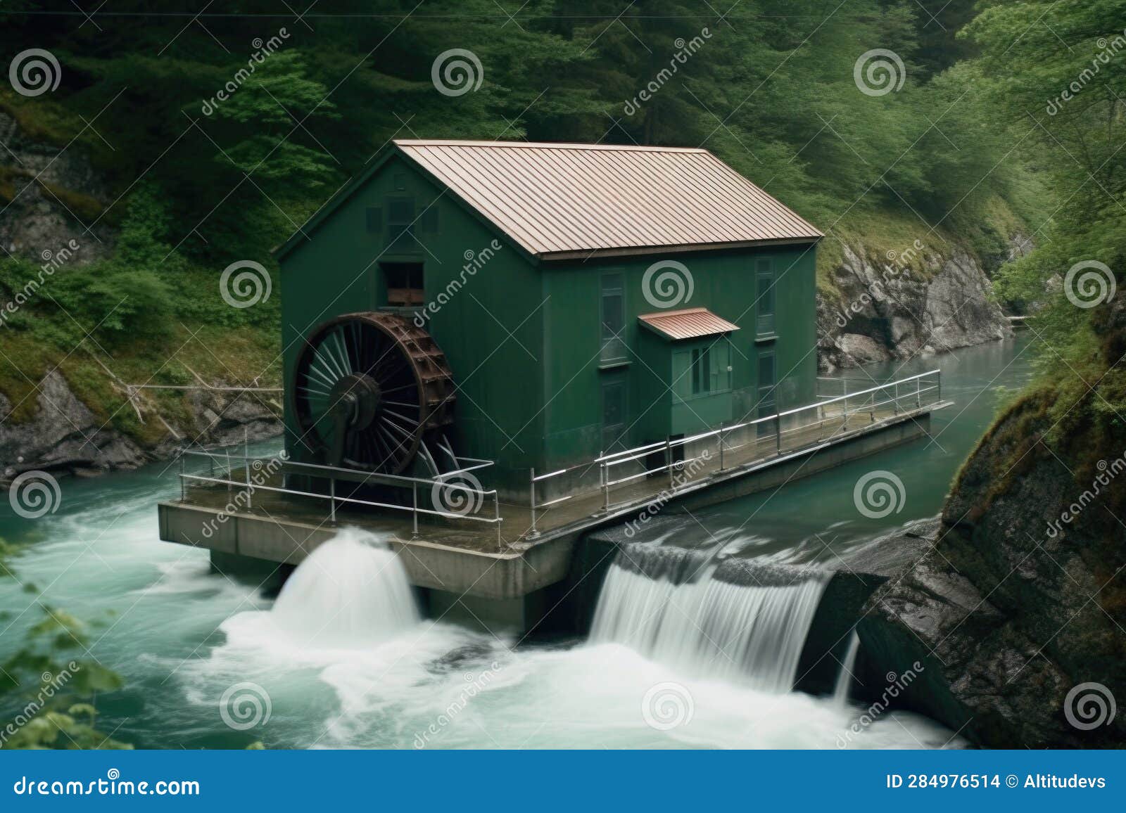 flowing water powering a micro-hydro generator