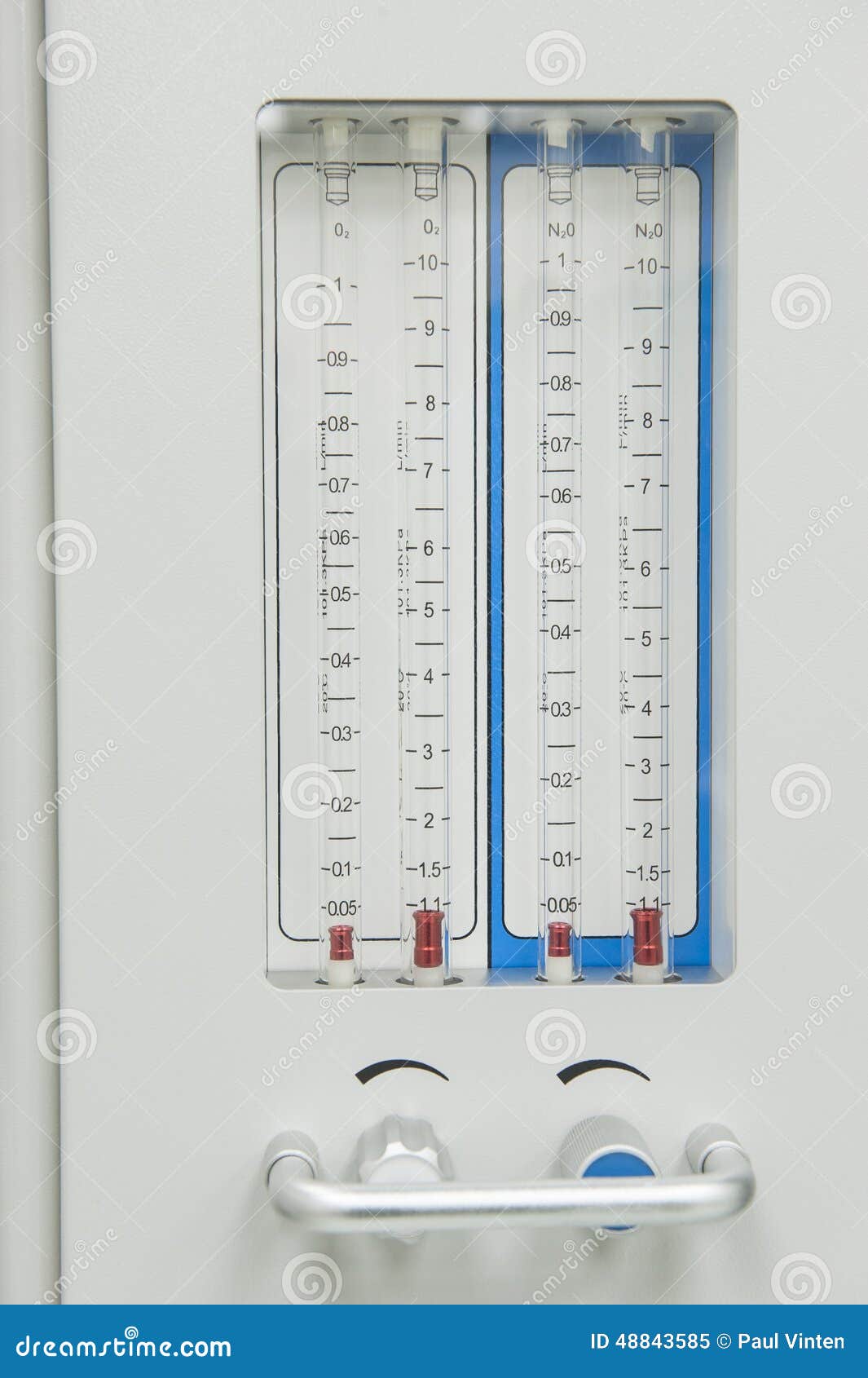 flowmeter on medical hospital anesthetic machine