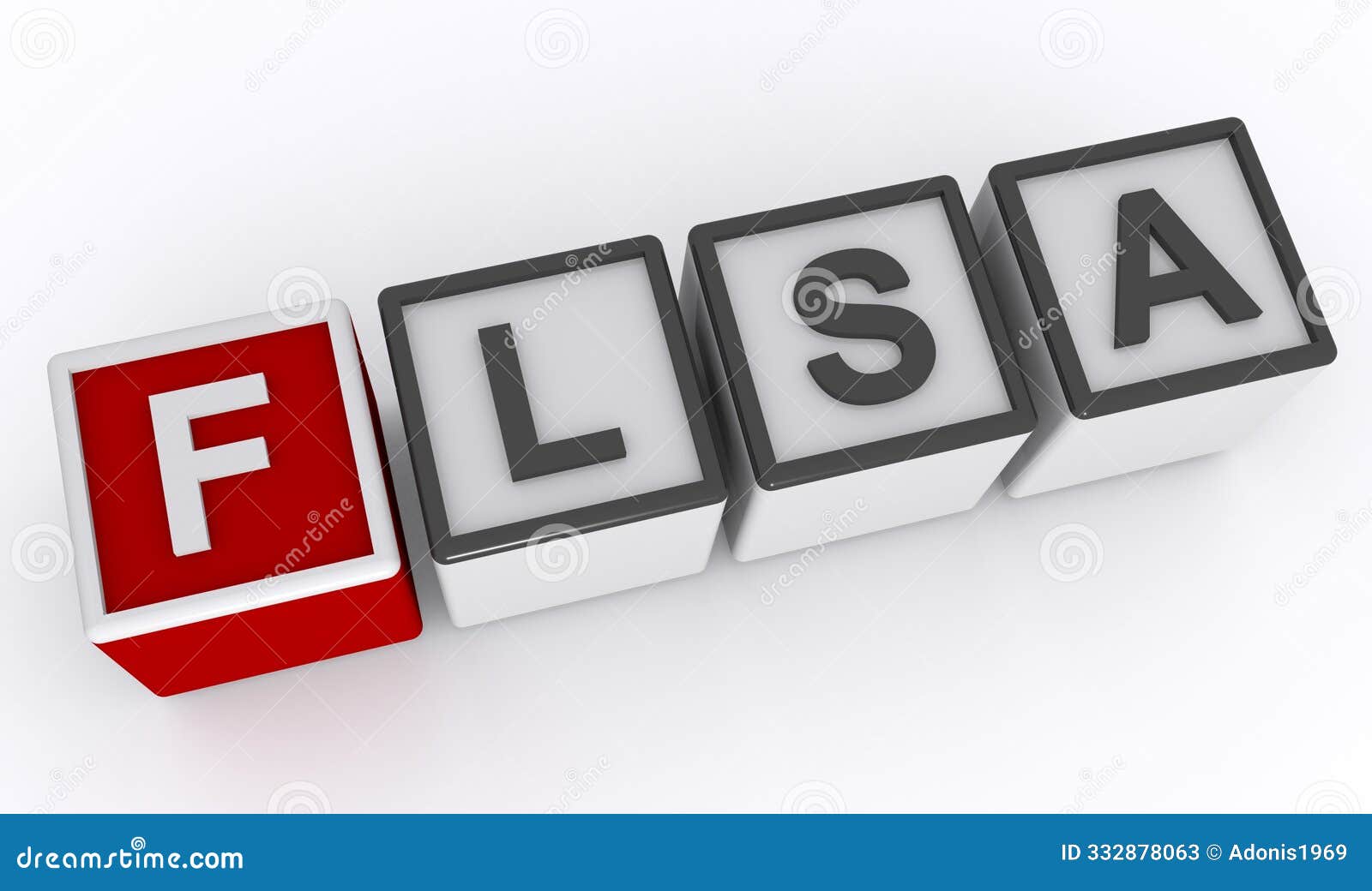 flsa word block on white