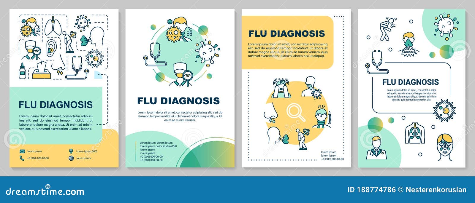 Flu Diagnosis Brochure Template. Doctor Visit. Patient Treatment. Flyer Flu Diagnosis Brochure Template. Doctor Visit. Patient Treatment. Flyer