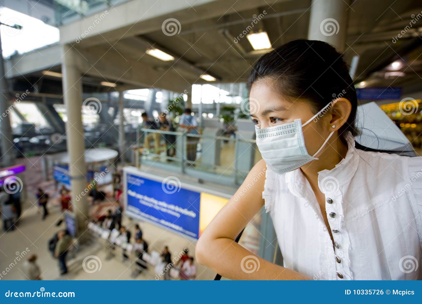 With Flu Mask at the Airport Stock Photo Image of epidemic