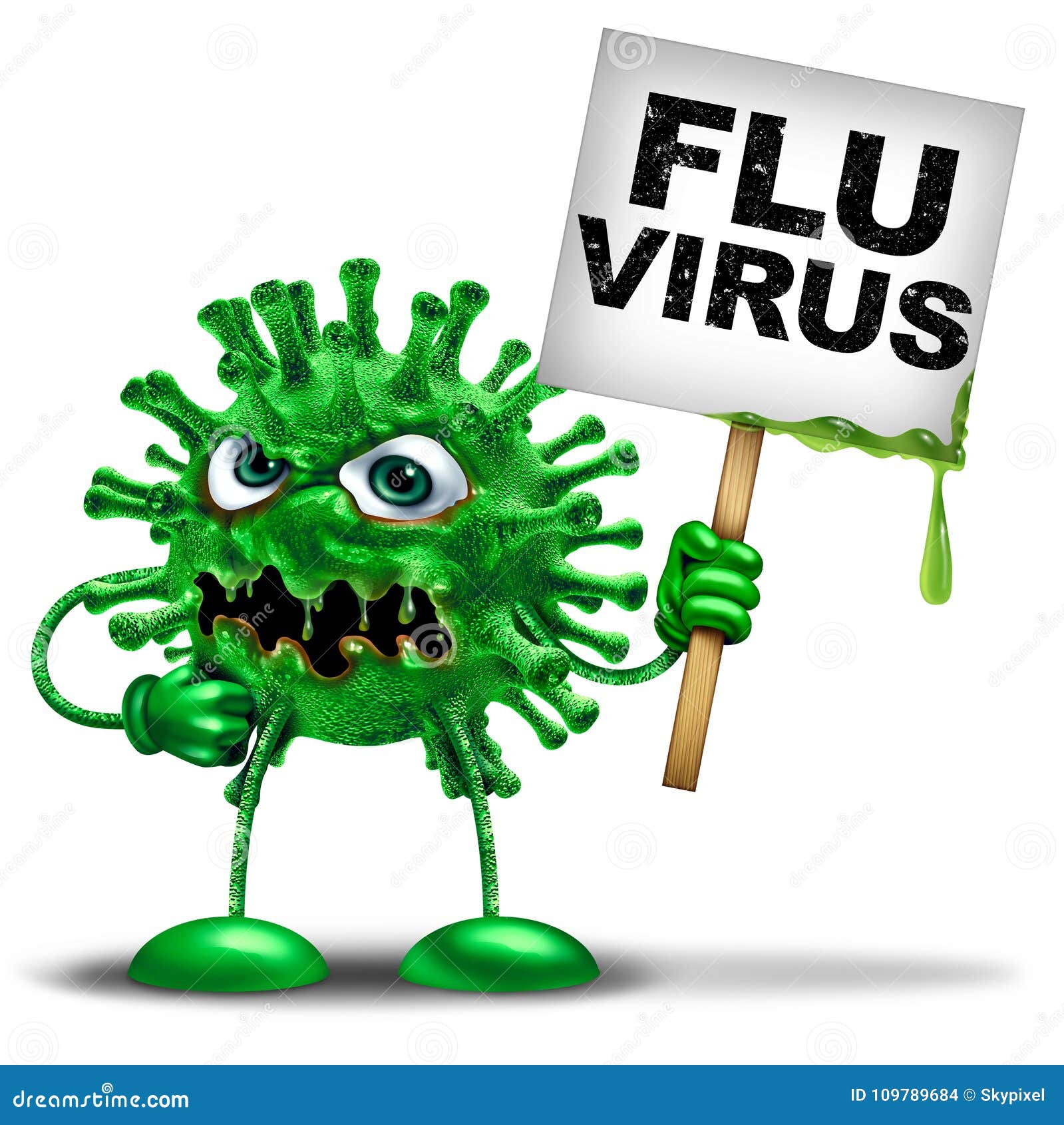 Flu Virus Character stock illustration. Illustration of drug - 109789684