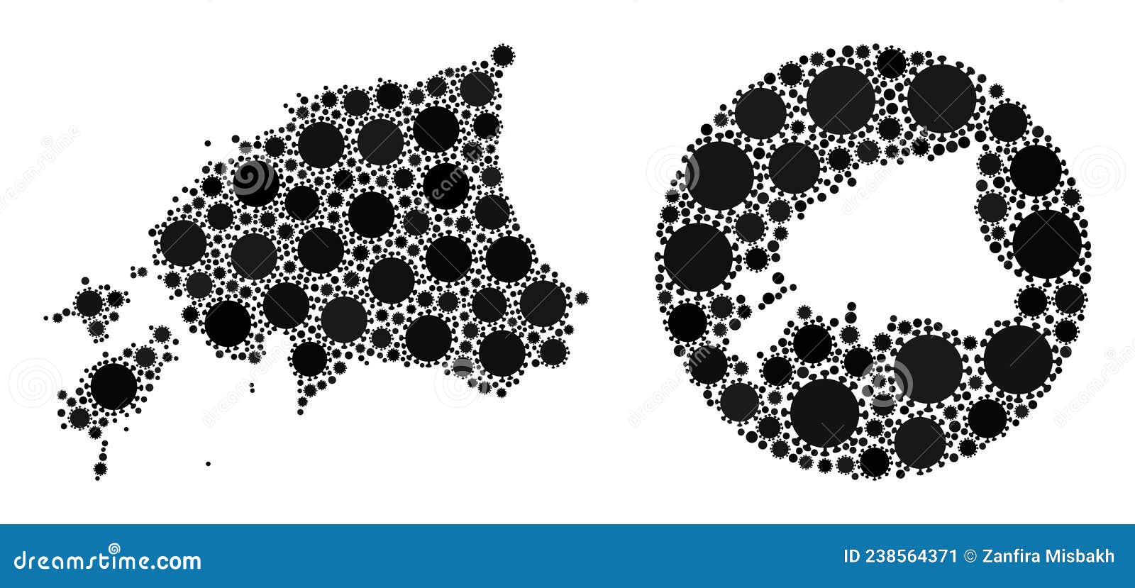 flu virus mosaic subtracted and black estonia map