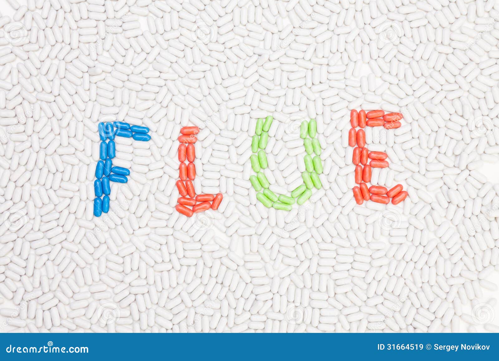 flue text made of pills