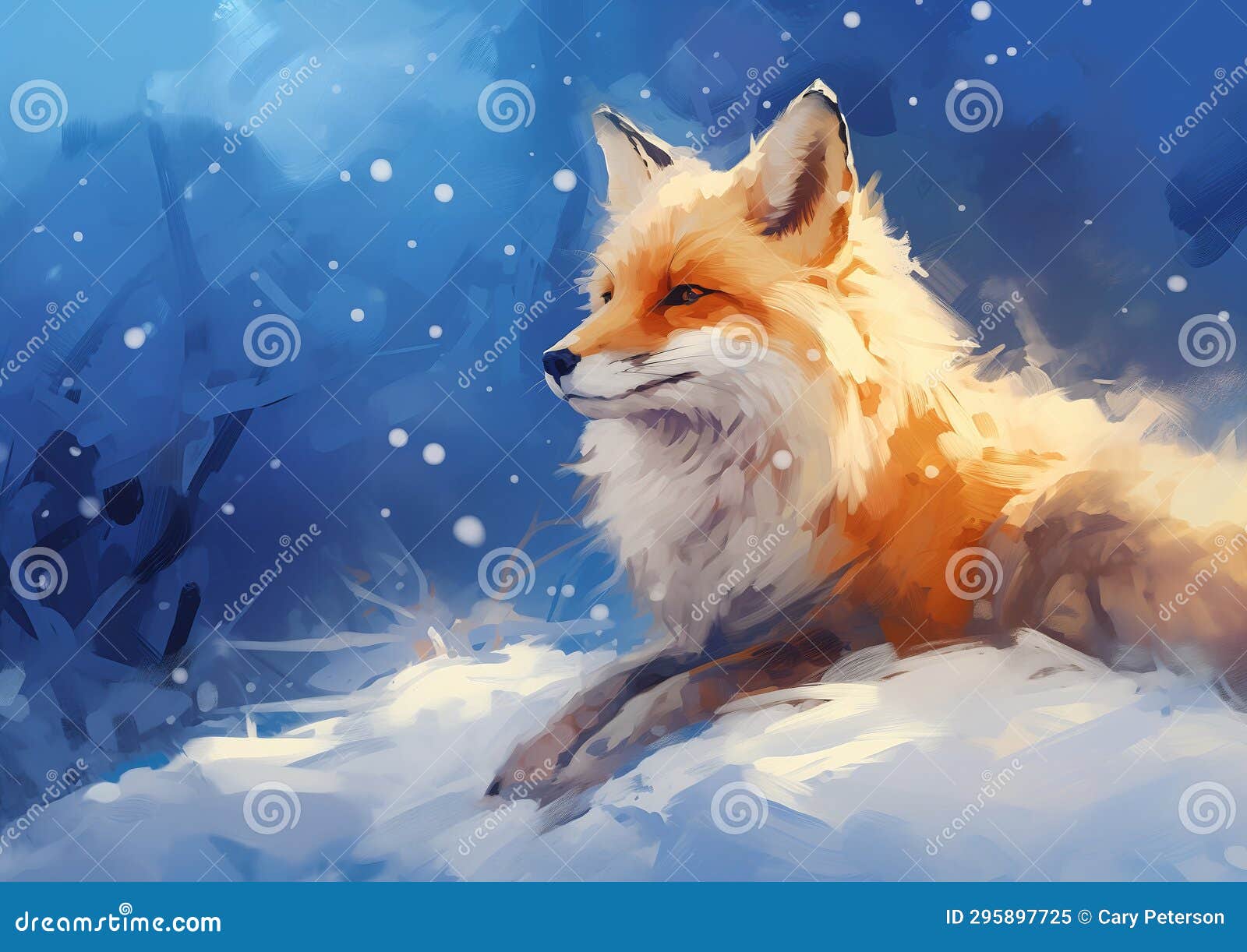 fluffy fox in a winter wonderland: a vibrant display of pyro col