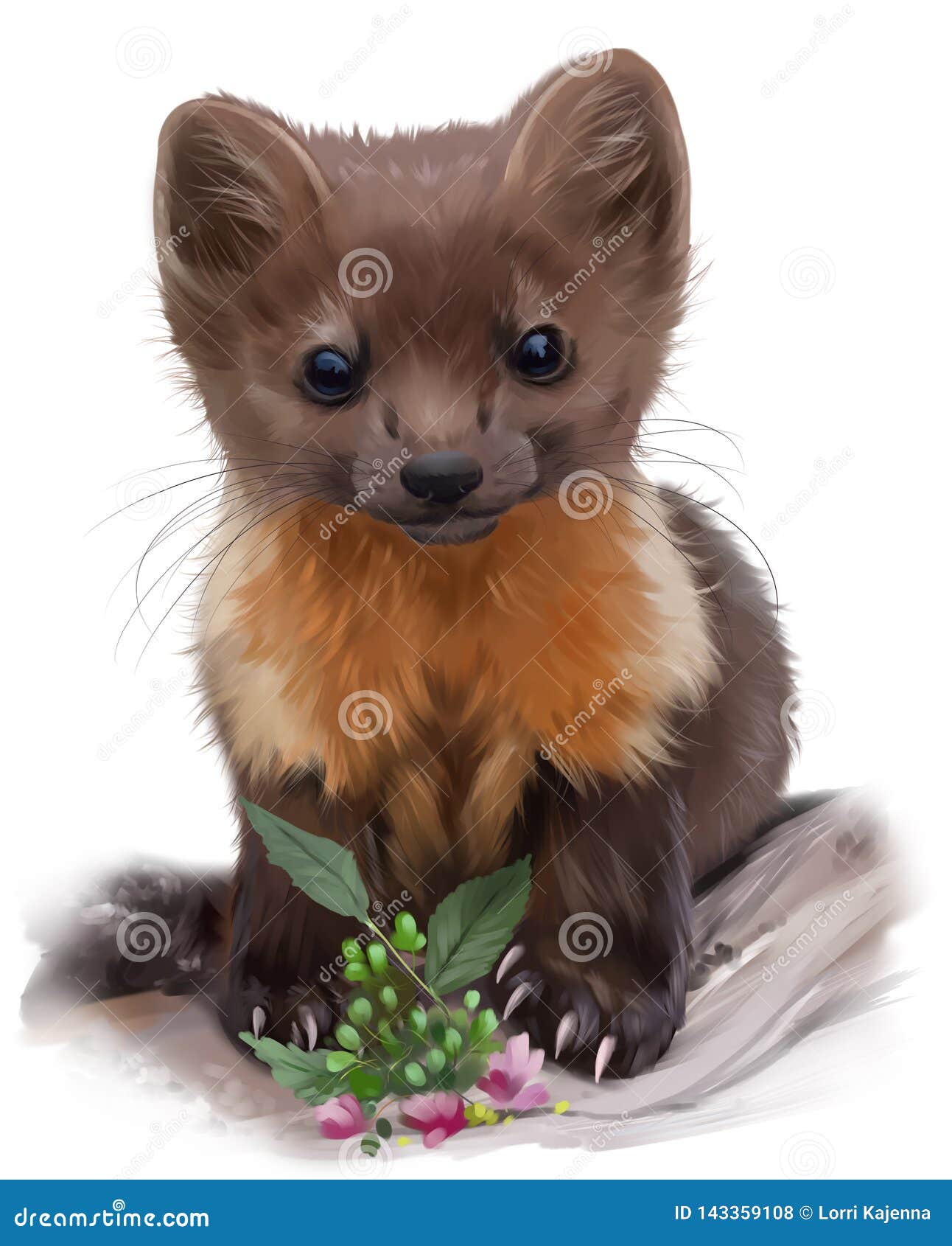 Fluffy Little Sable. Watercolor Painting Stock Illustration - Illustration  of animal, life: 143359108